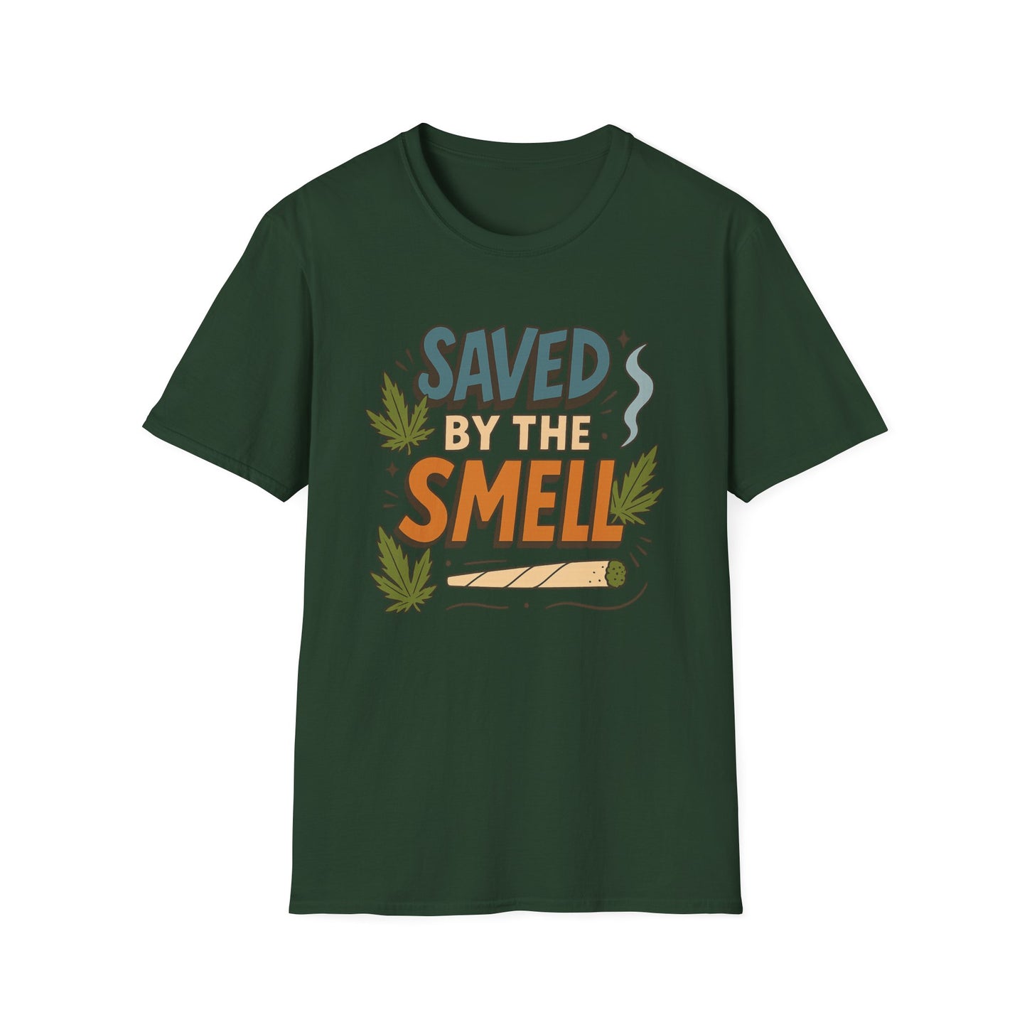 Funny Cannabis Saved by the Smell T-Shirt, Unisex Softstyle Tee, Gift for Stoners, Humor Apparel, Casual Wear, Cool Graphic Tee
