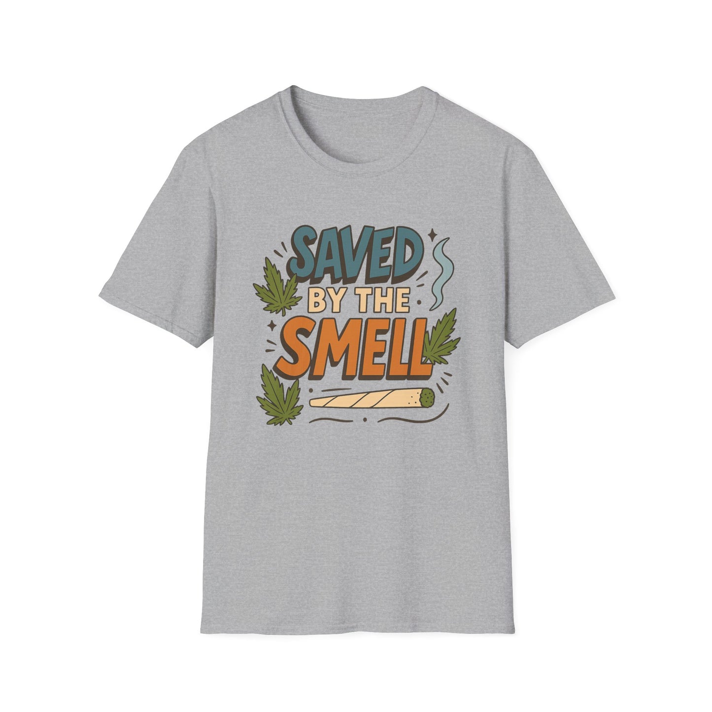 Funny Cannabis Saved by the Smell T-Shirt, Unisex Softstyle Tee, Gift for Stoners, Humor Apparel, Casual Wear, Cool Graphic Tee