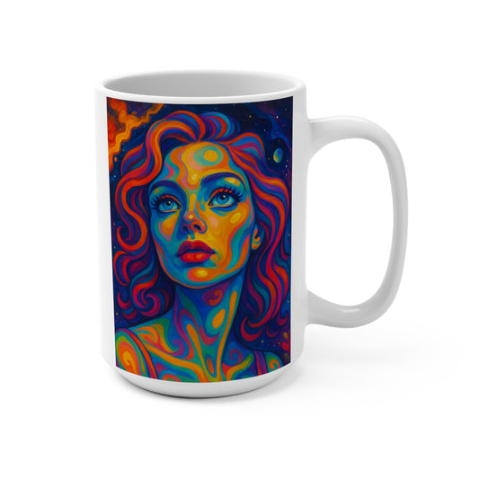 Psychedelic Woman Mug Trippy Coffee Cup Colorful Cosmic Art Gift For Dreamers