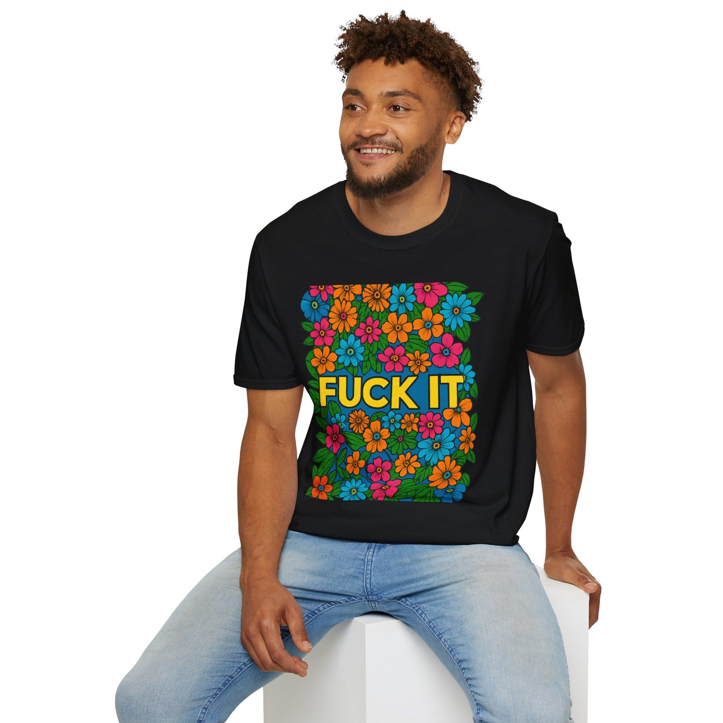 Colorful Floral Graphic T-Shirt, Casual Wear, Gift for Friends, Relaxed Style, Summer Outfit, Fun Statement Tee