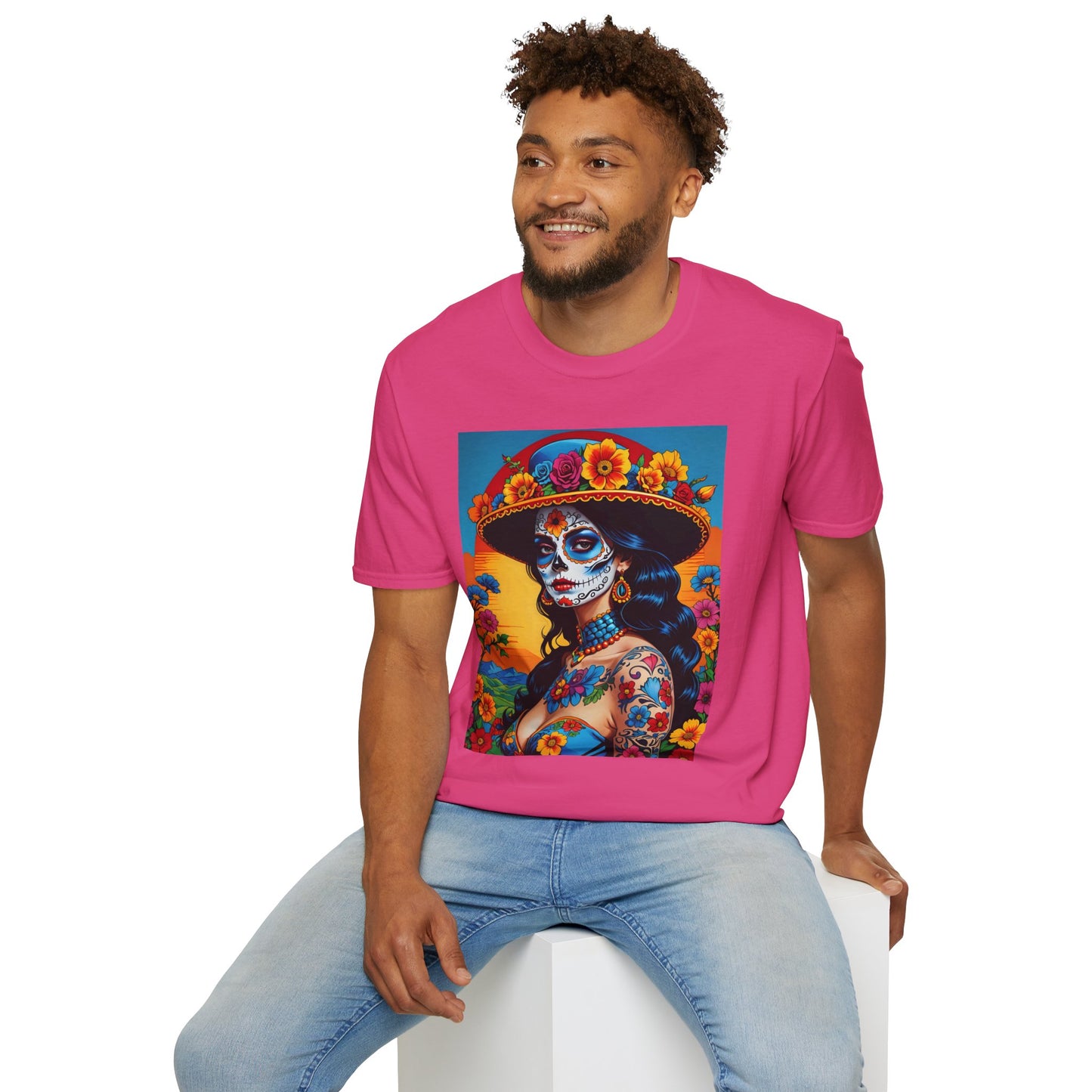 Sugar Skull Tattoo T-Shirt – Día de los Muertos Art Tee – Gift for Skull Art Fans, Tattoo Addicts, and Alternative Fashion Collectors