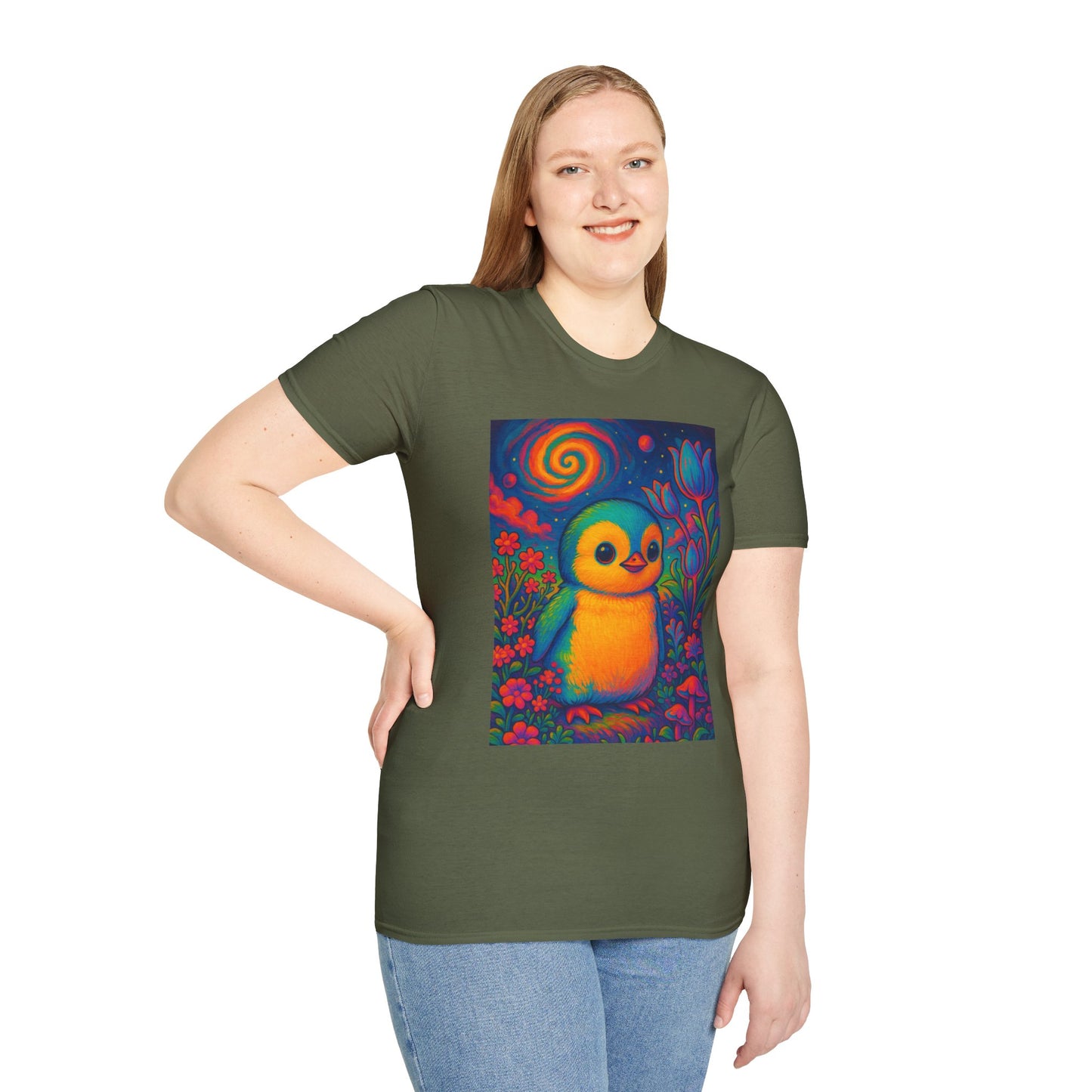 Psychedelic Baby Penguin T-Shirt – Trippy Cute Animal Tee – Gift for Penguin Lovers – Groovy Nature Shirt for Weirdos, Hippies, and Art Freaks