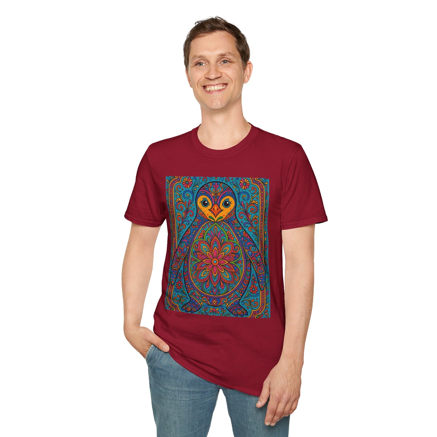 Trippy Penguin Mandala T-Shirt – Psychedelic Animal Tee – Funny Gift for Nature Lovers – Penguin Shirt for Hippies, Weirdos, and Mandala Fans