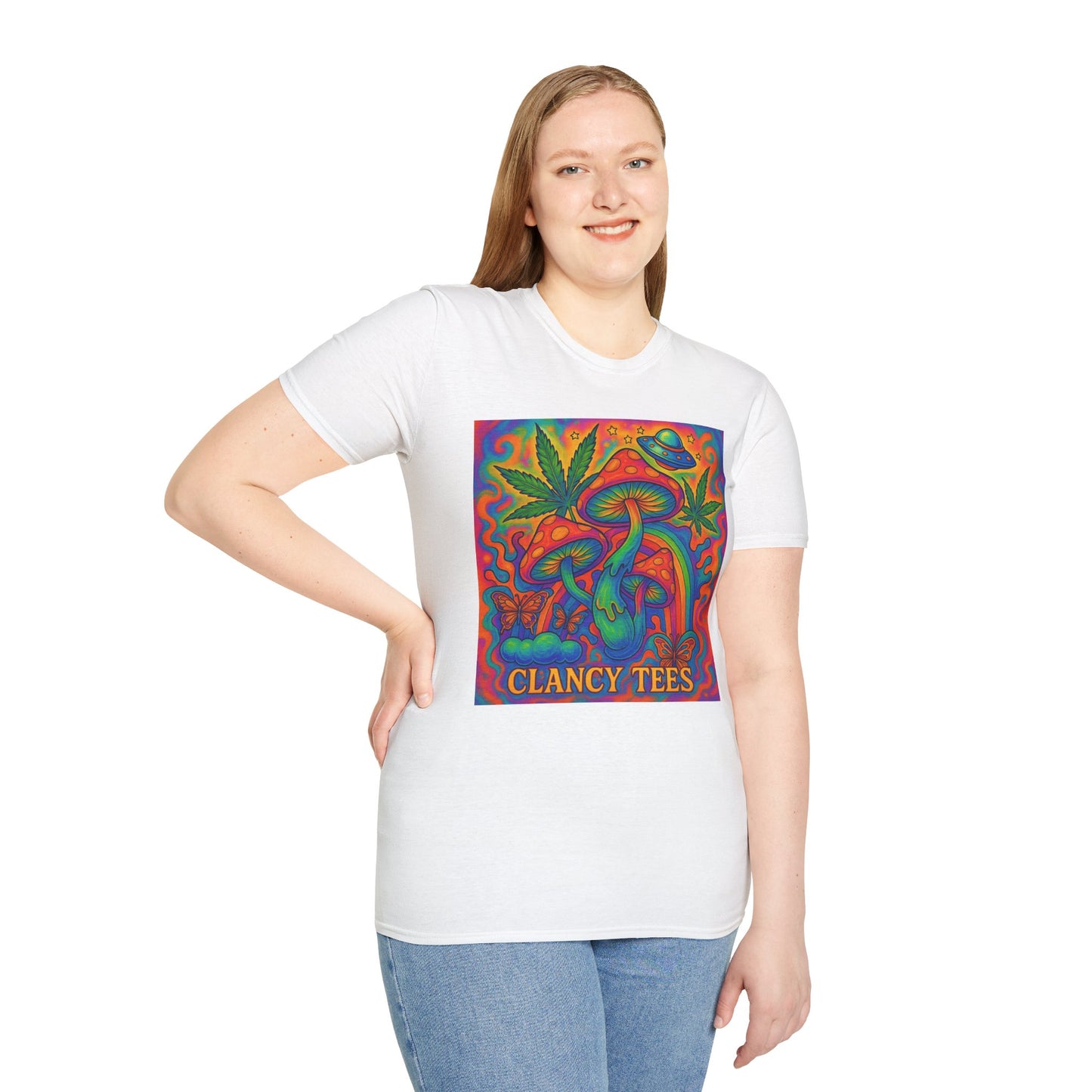Colorful Psychedelic T-Shirt, Fun Graphic Tee for Music Festivals, Unique Gift for Friends, Retro Style Shirt, Unisex Softstyle Tee