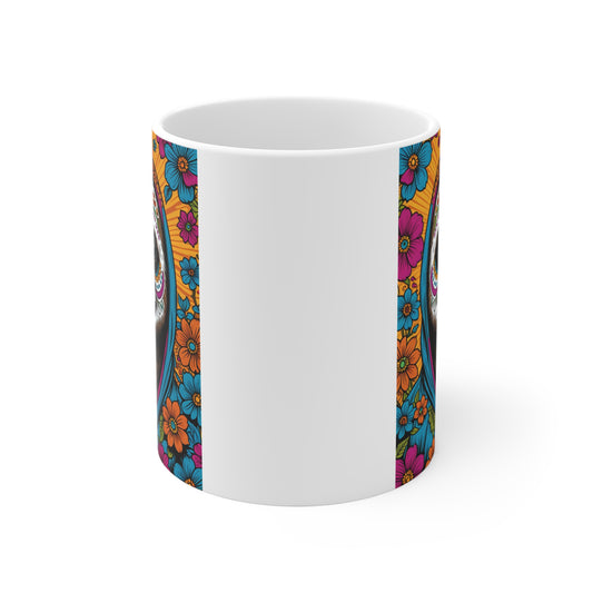 Colorful Sloth Coffee Mug 11oz Ceramic Cup Day Of The Dead Inspired Drinkware Vibrant Floral Artwork Unique Animal Design For Coffee Tea And More