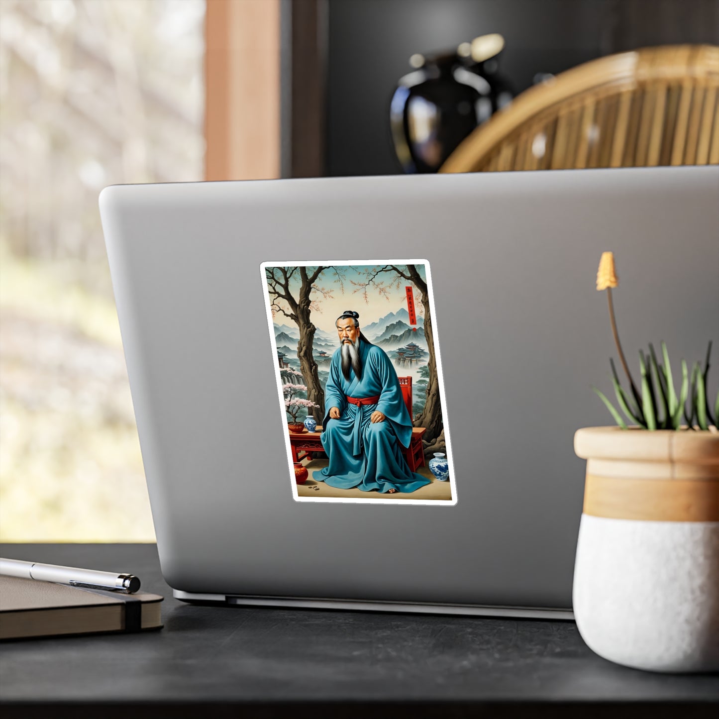Ancient Philosopher Wisdom Sticker – Kiss Cut Vinyl Decal, Classic Art Design, Inspirational Aesthetic, Gift for Thinkers