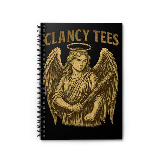 Badass Angel Notebook Golden Warrior Journal Dark Fantasy Sketchbook Unique Spiral Writing Pad Gift For Artists Writers And Dreamers