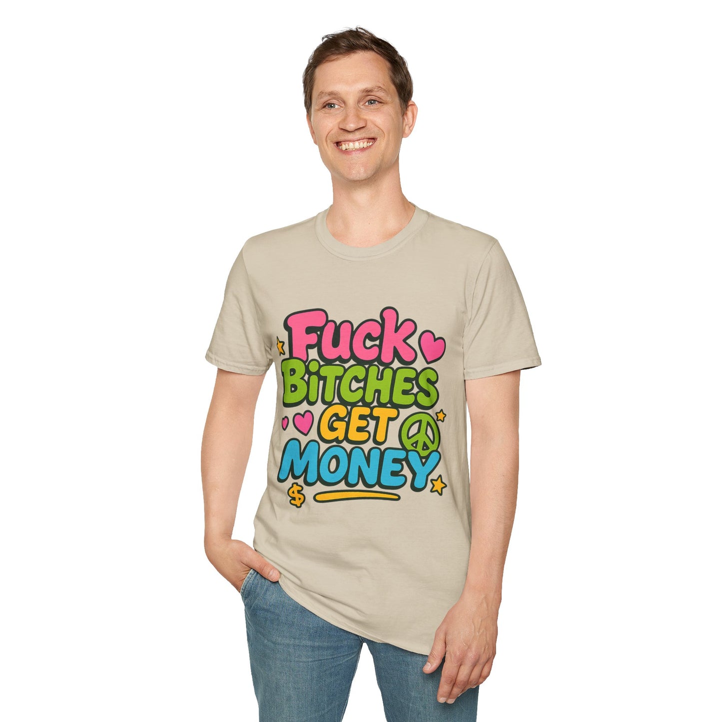 Fuck Bitches Get Money Shirt Funny Bold Graphic Tee Gift for Hustlers Savage Statement T-Shirt for Rebels Trolls Unfiltered Meme Culture Fans