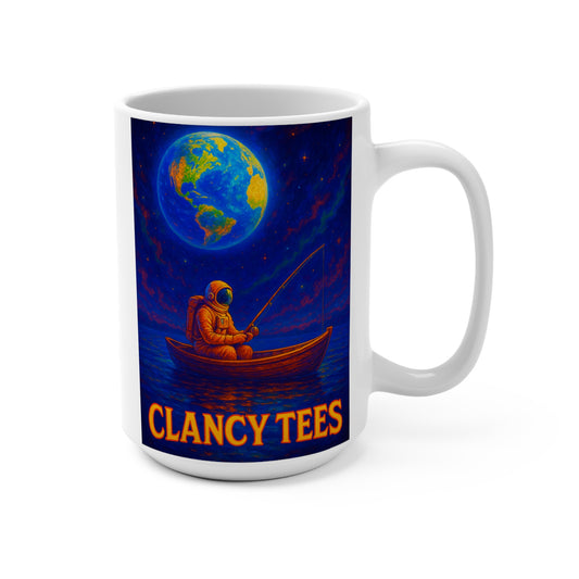 Astronaut Fishing Mug – Surreal Cosmic Coffee Cup, Outer Space Ceramic, Gift For Dreamers And Galaxy Lovers