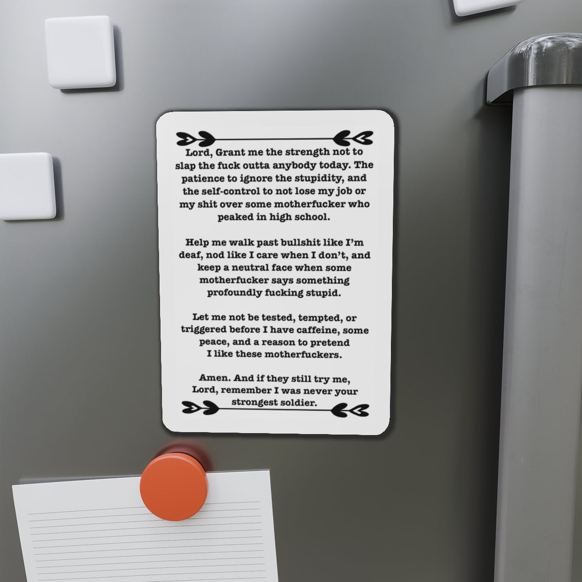 ClancyTees Serenity Prayer Die Cut Magnet Funny Profane Fridge Magnet Office Humor Gift