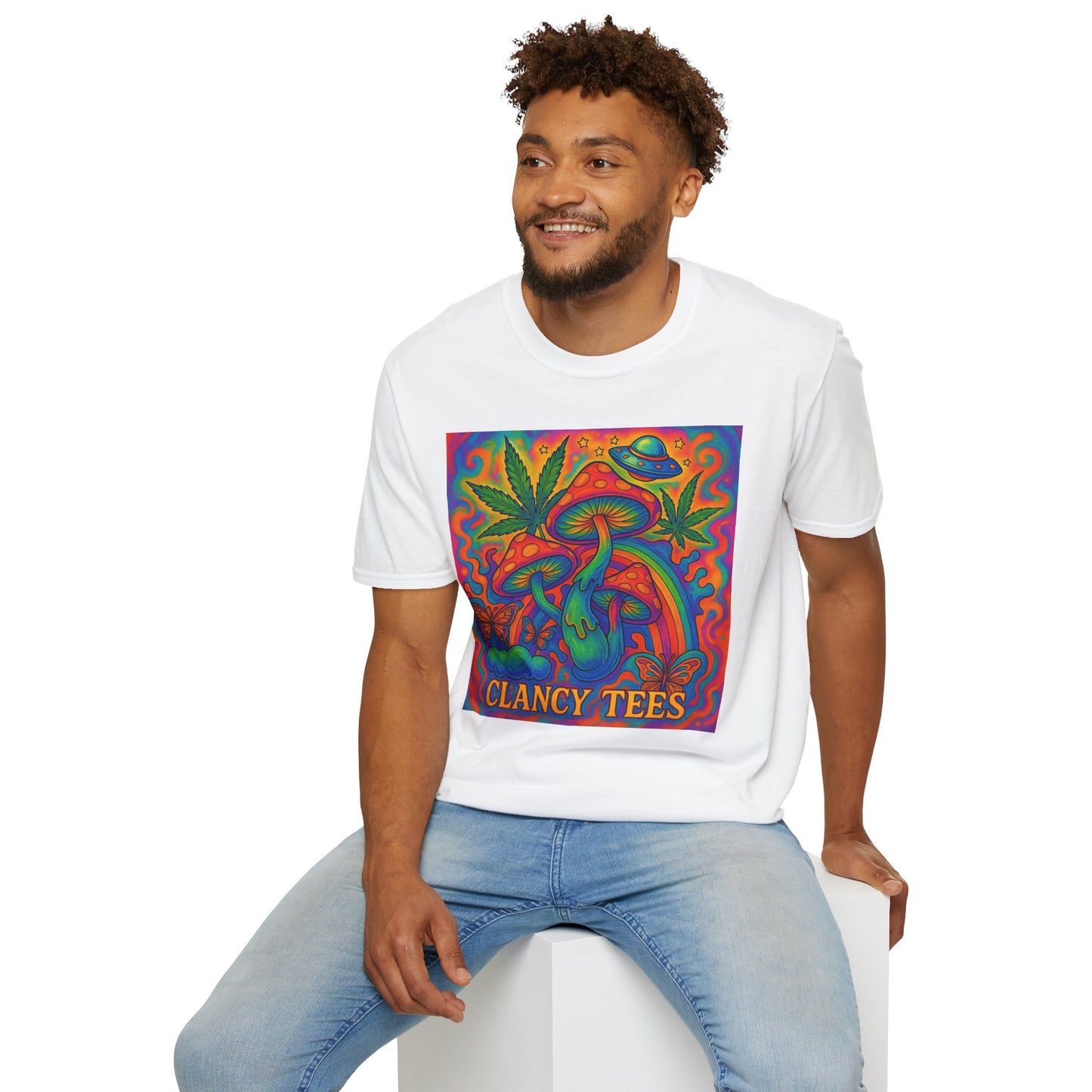 Colorful Psychedelic T-Shirt, Fun Graphic Tee for Music Festivals, Unique Gift for Friends, Retro Style Shirt, Unisex Softstyle Tee