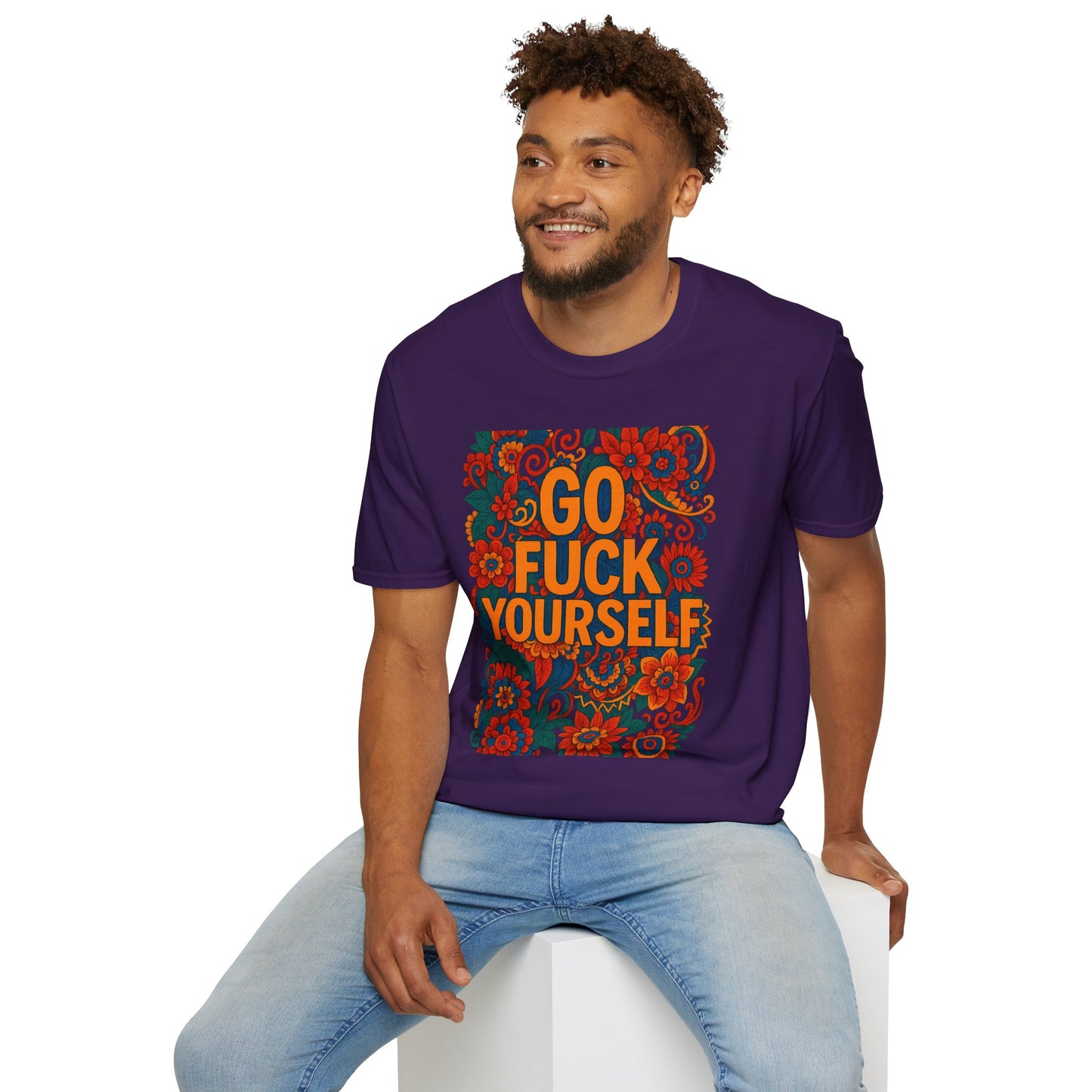 Bold Floral Graphic Tee | Go Fuck Yourself Shirt, Casual Wear, Funny Gift, Unique T-Shirt, Self-Expression Apparel