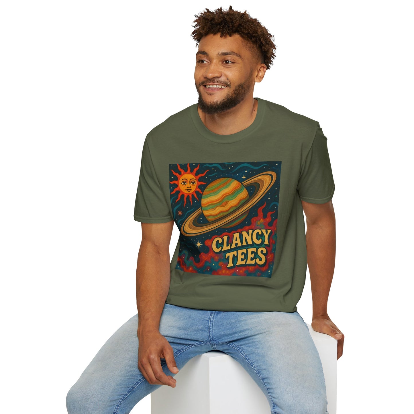 Saturn Sun Shirt – Retro Psychedelic Planet Graphic Tee with Groovy Outer Space Art – Gift for Astronomers, Daydreamers, and Cosmic Wanderers
