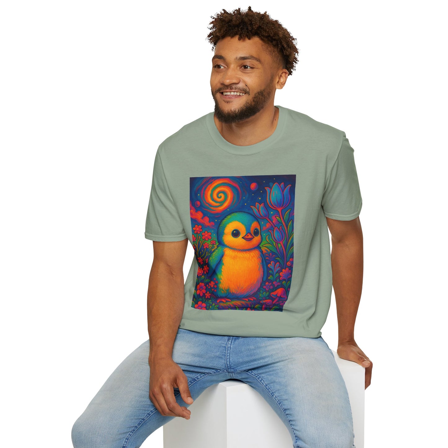 Psychedelic Baby Penguin T-Shirt – Trippy Cute Animal Tee – Gift for Penguin Lovers – Groovy Nature Shirt for Weirdos, Hippies, and Art Freaks