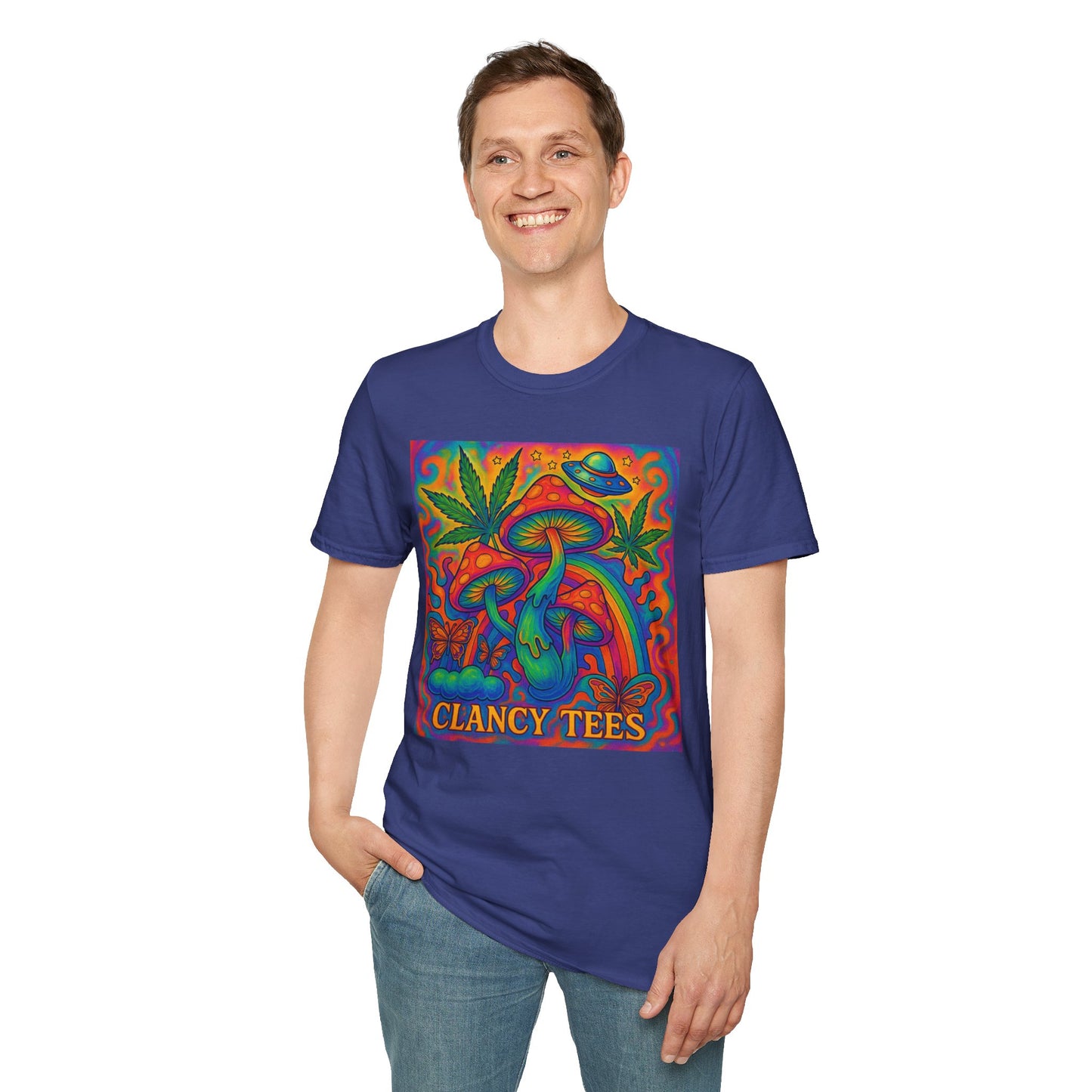 Colorful Psychedelic T-Shirt, Fun Graphic Tee for Music Festivals, Unique Gift for Friends, Retro Style Shirt, Unisex Softstyle Tee