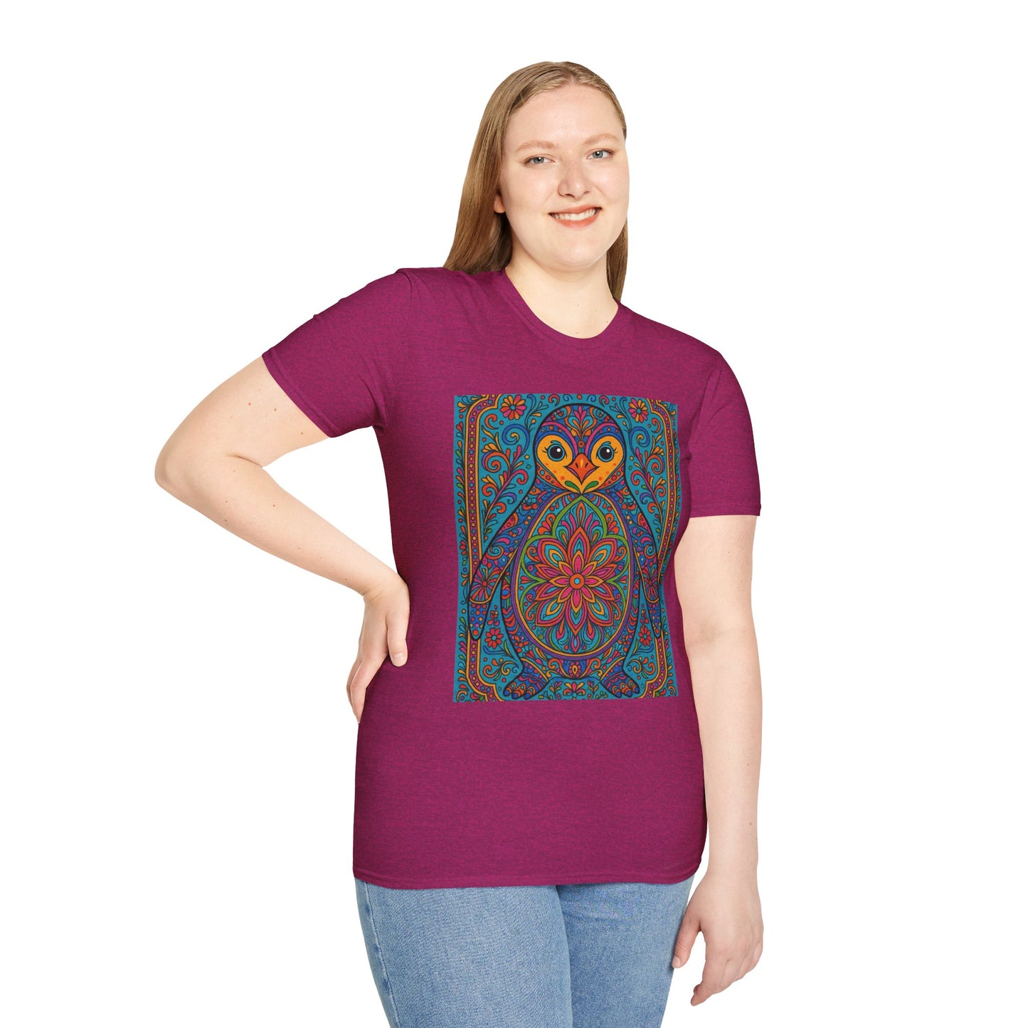 Trippy Penguin Mandala T-Shirt – Psychedelic Animal Tee – Funny Gift for Nature Lovers – Penguin Shirt for Hippies, Weirdos, and Mandala Fans