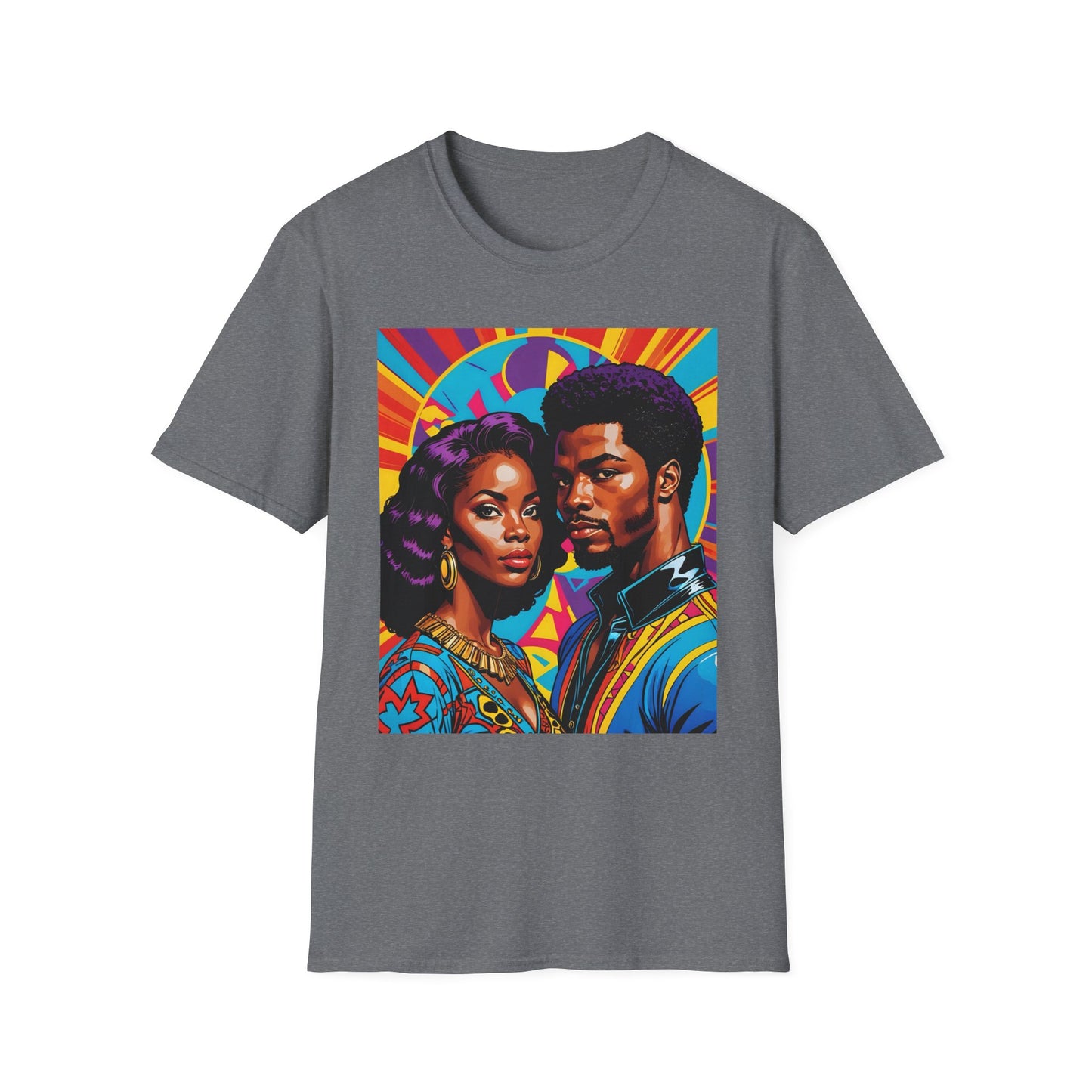 Vibrant Retro-Inspired Unisex Softstyle T-Shirt, Colorful Art Tee, Black History Month Shirt, Casual Streetwear, Gift for Art Lovers