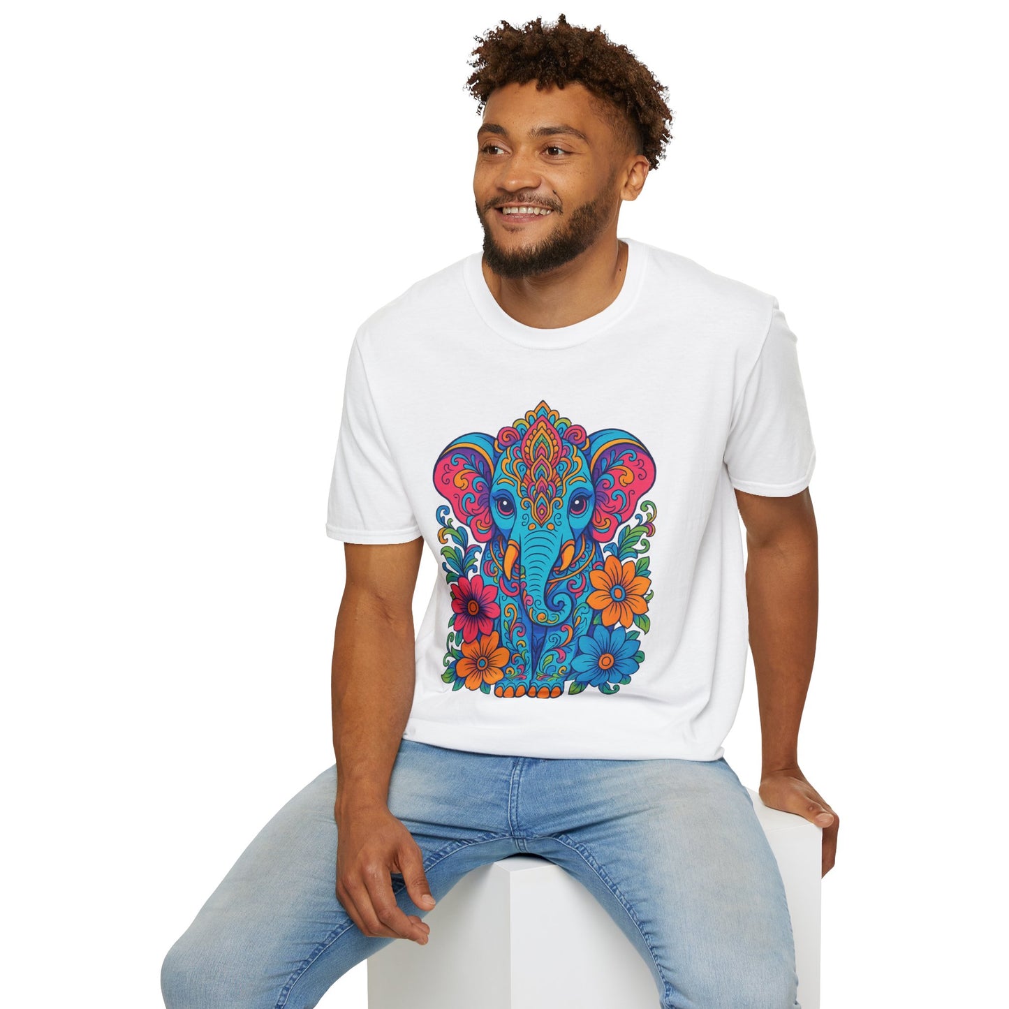 Colorful Elephant Shirt Trippy Boho Floral Art Tee Gift for Yoga Lovers Psychedelic Animal Fans and Free Spirits Who Rock Vibrant Festival Style