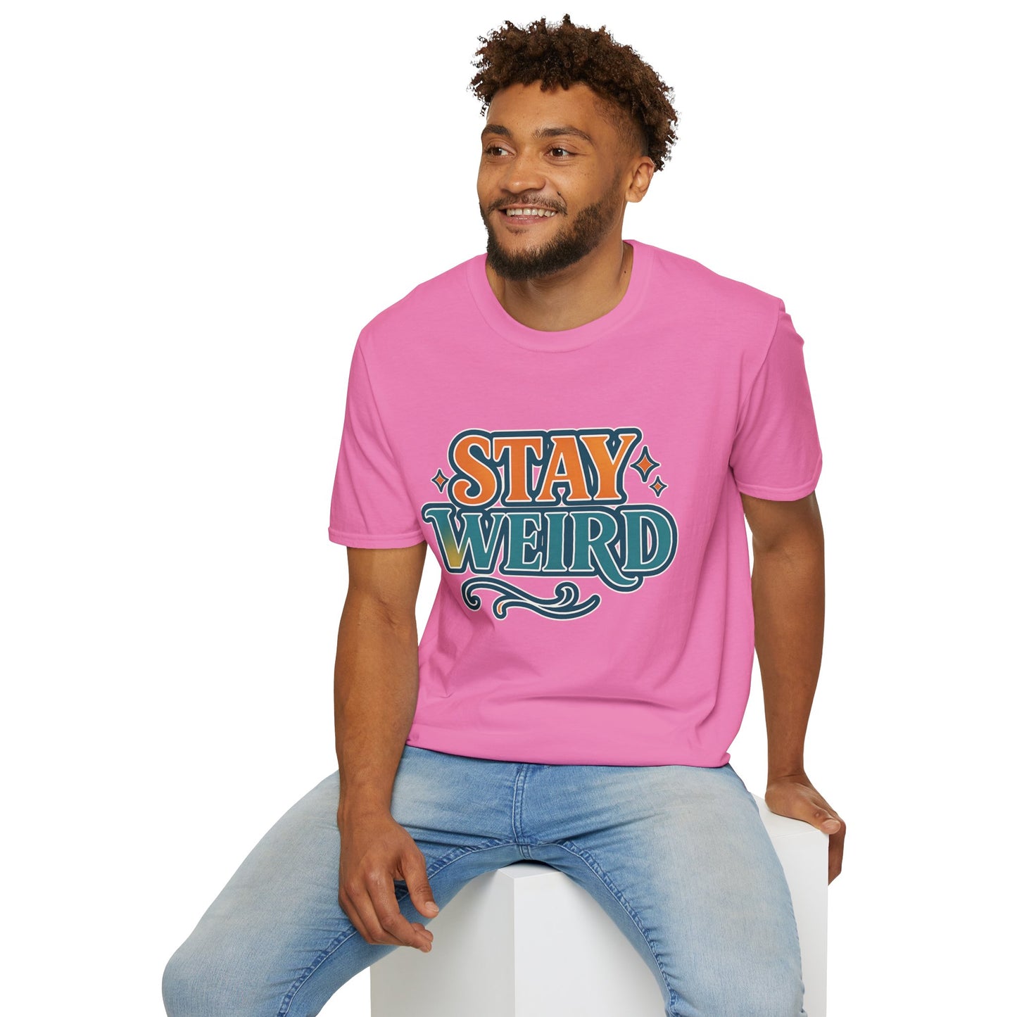 Stay Weird Unisex Softstyle T-Shirt - Fun Graphic Tee, Quirky Apparel, Gift for Friends, Casual Wear, Unique Style