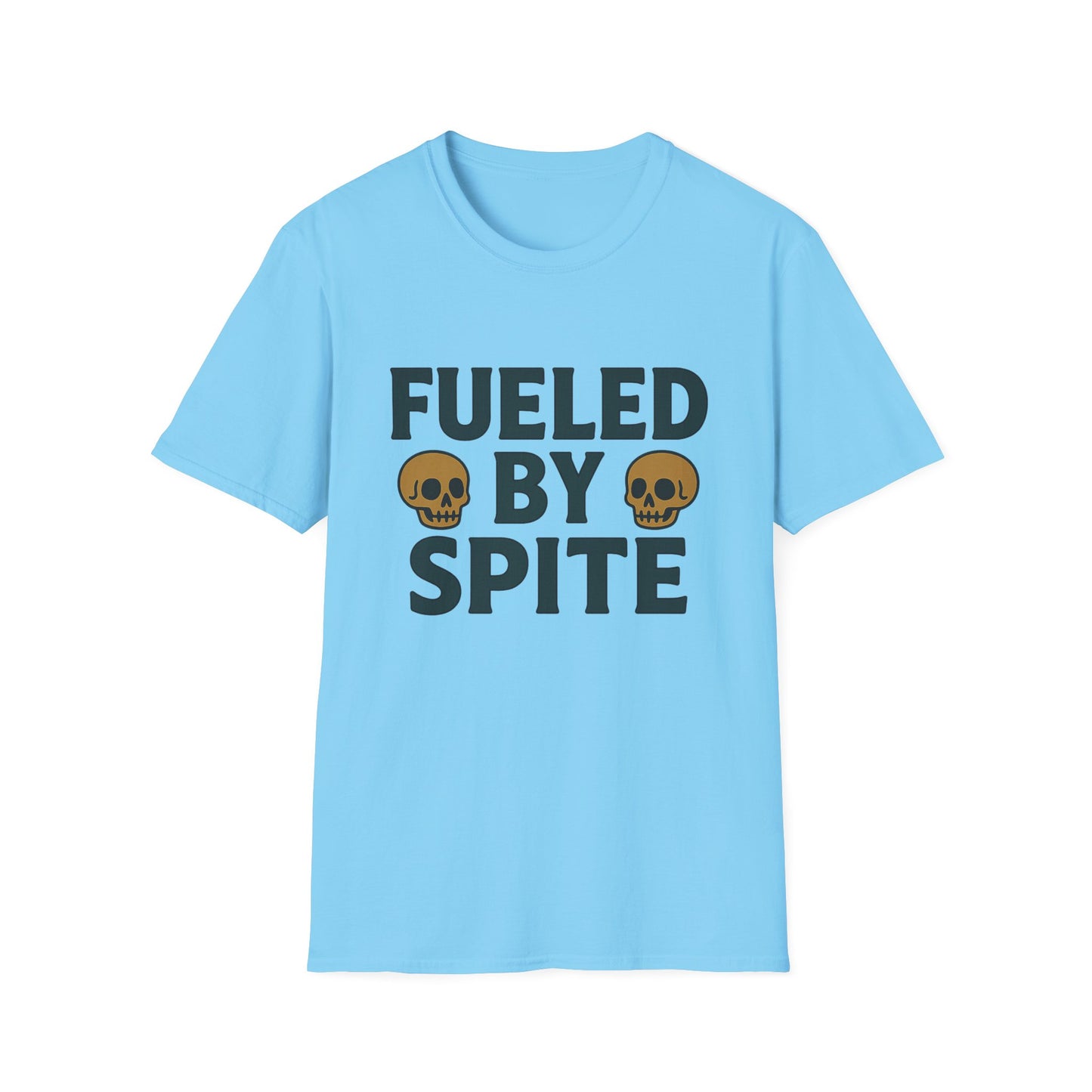 Fueled by Spite Unisex Softstyle T-Shirt, Funny Graphic Tee, Goth Aesthetic Shirt, Gifts for Spiteful Friends, Casual Wear