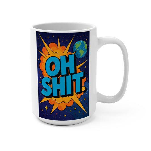 Oh Shit Mug Funny Comic Explosion Artwork Ceramic Coffee Cup Gift for Sarcastic Friends