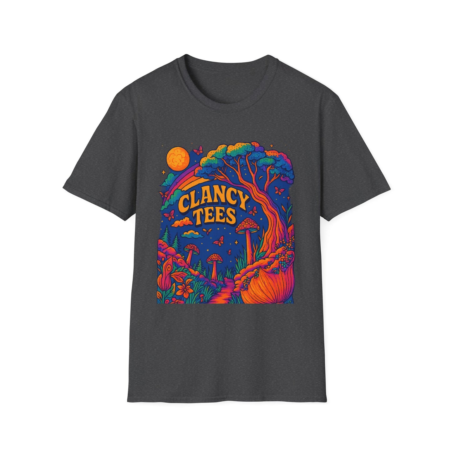 Colorful Nature-Themed Unisex Softstyle T-Shirt - Bohemian Vibe, Perfect for Festivals, Gift for Nature Lovers, Casual Wear, Clancy Tees
