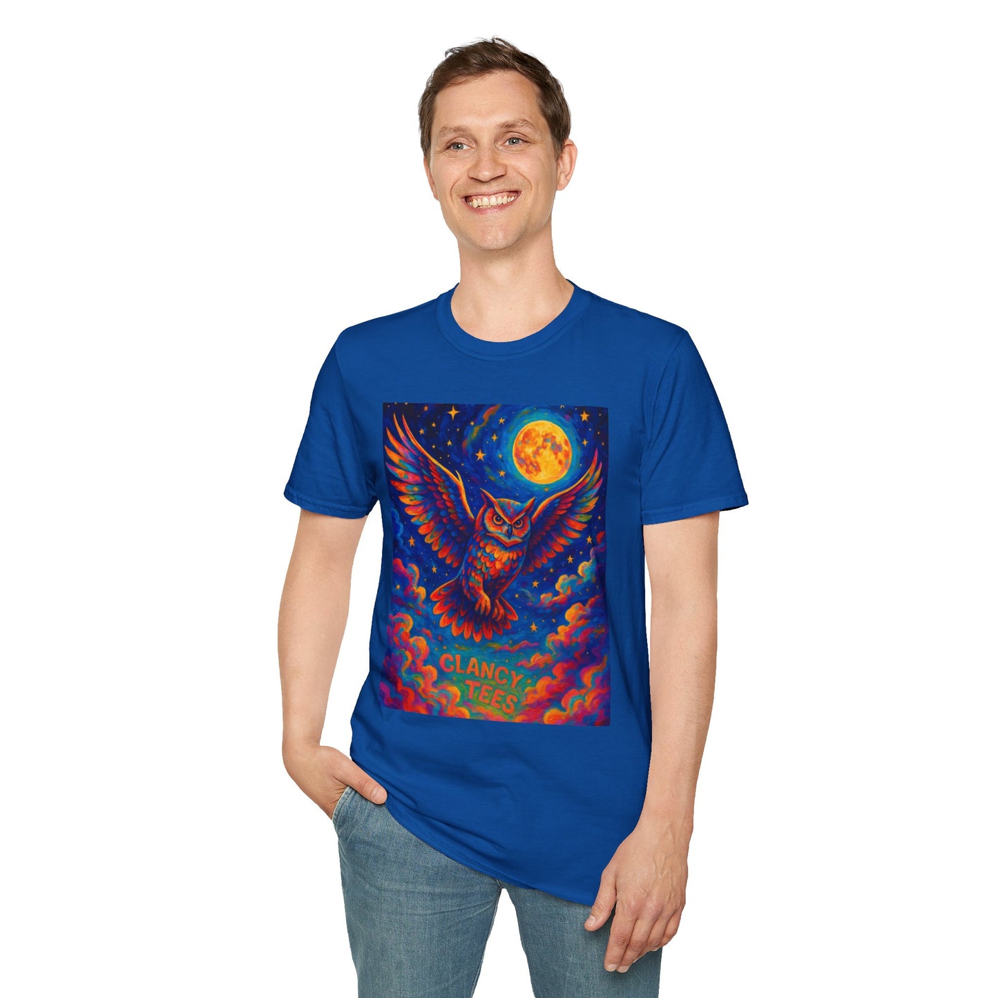 Psychedelic Owl T-Shirt Trippy Full Moon Graphic Tee | Surreal Bird Aesthetic Shirt | Gift for Dreamers and Night Owls | Bold Fantasy Art Top