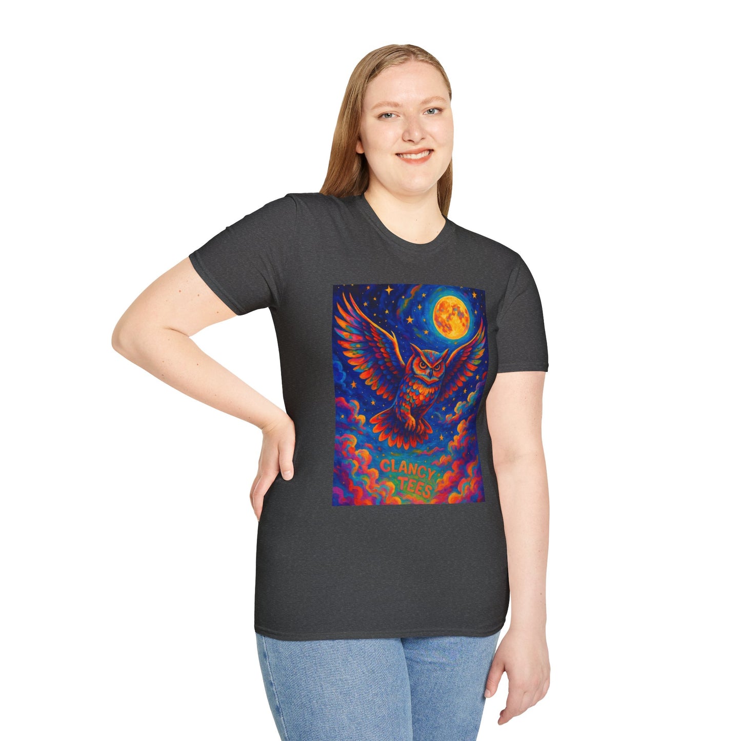 Psychedelic Owl T-Shirt Trippy Full Moon Graphic Tee | Surreal Bird Aesthetic Shirt | Gift for Dreamers and Night Owls | Bold Fantasy Art Top