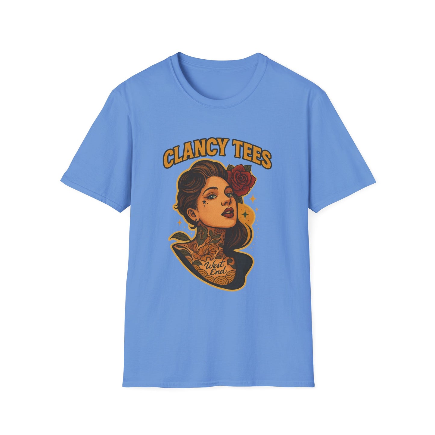 Vintage Tattoo-Inspired Unisex Softstyle T-Shirt, Unique Graphic Tee, Casual Statement Shirt, Perfect Gift for Friends & Festivals