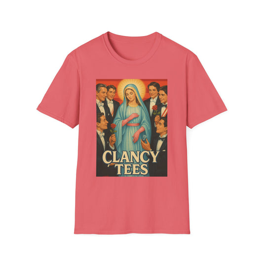 Vintage Madonna Graphic Tee, Unisex Virgin Mary Softstyle T-Shirt, Retro Art Shirt, Gift for Artsy Friends, Festival Attire, Casual Wear