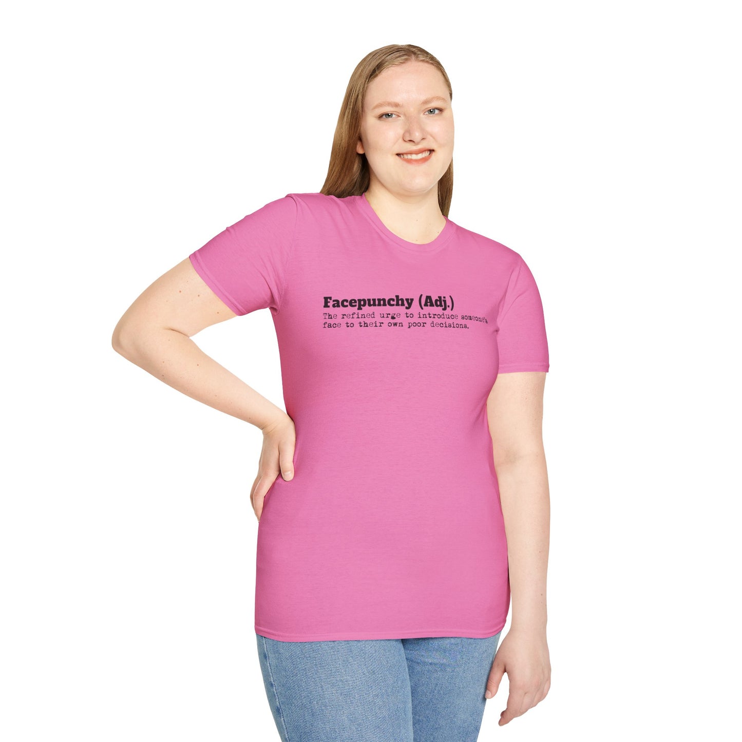 Facepunchy Definition T-Shirt Sarcastic Text Tee Funny Dictionary Shirt for Snarky People Gift for Coworkers with Attitude Passive Aggressive Humor