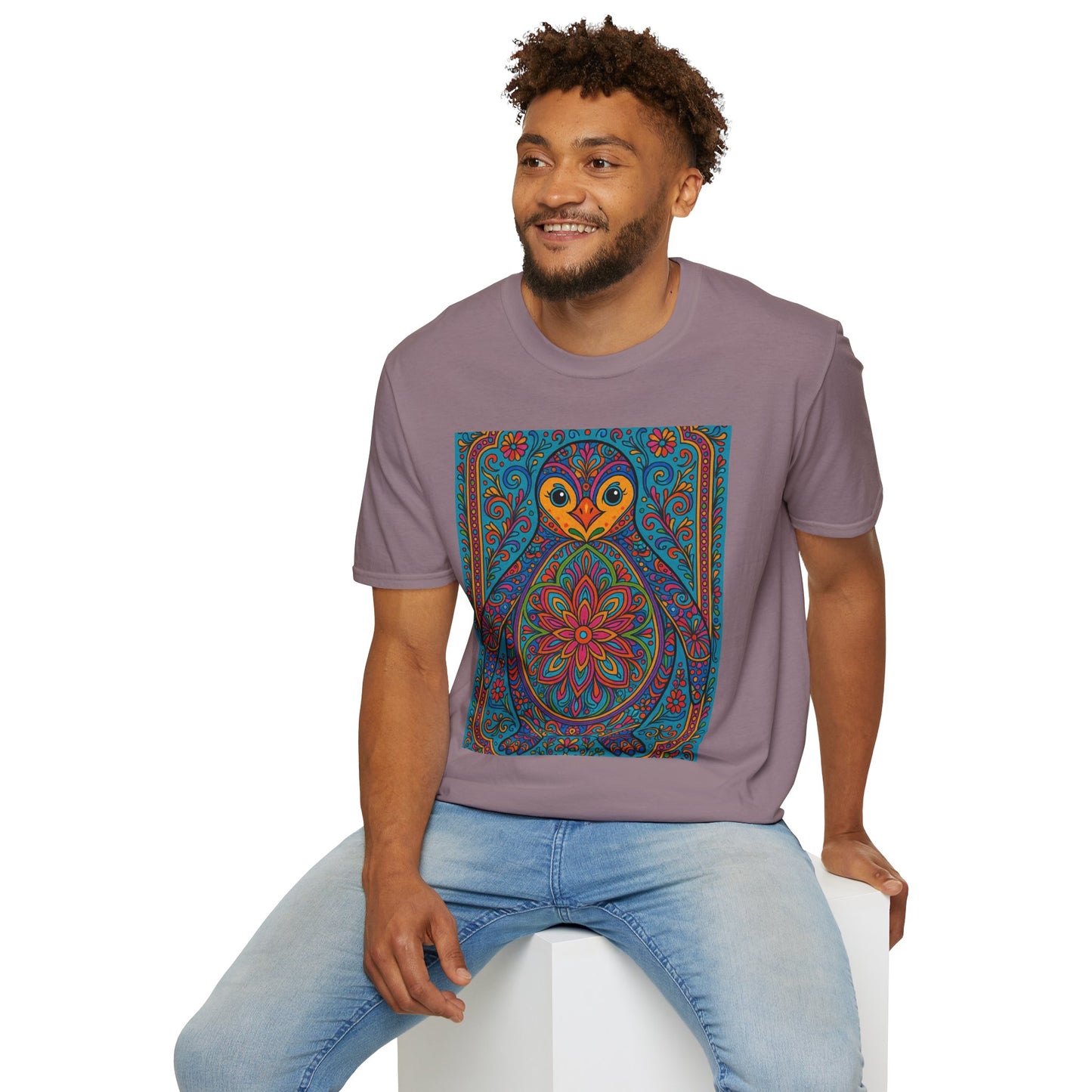 Trippy Penguin Mandala T-Shirt – Psychedelic Animal Tee – Funny Gift for Nature Lovers – Penguin Shirt for Hippies, Weirdos, and Mandala Fans