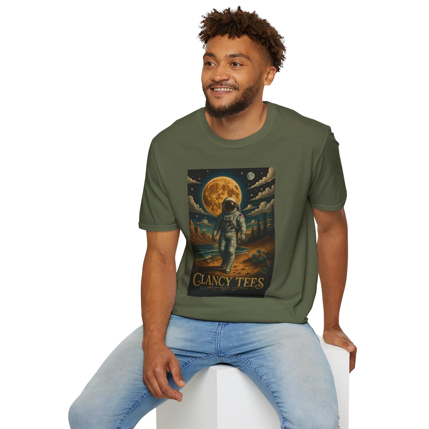 Astronaut Adventure Unisex Softstyle T-Shirt | Cosmic Space Shirt, Graphic Tee for Space Lovers, Gift for Nerds, Casual Wear