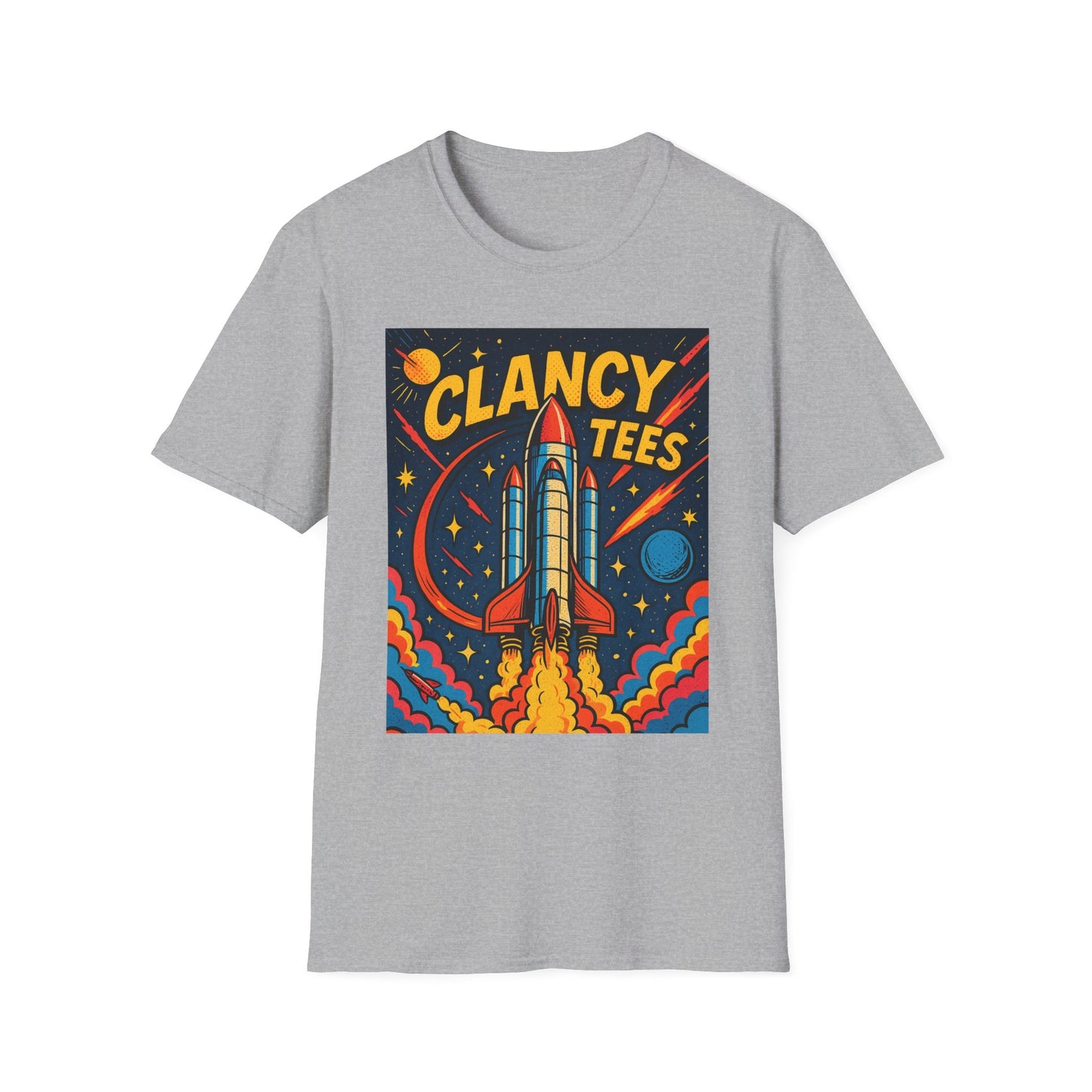 Retro Rocket Ship Shirt Outer Space Graphic Tee | Psychedelic Galaxy Print Top | Gift for Space Nerds and Dreamers | Astronaut Aesthetic Tee