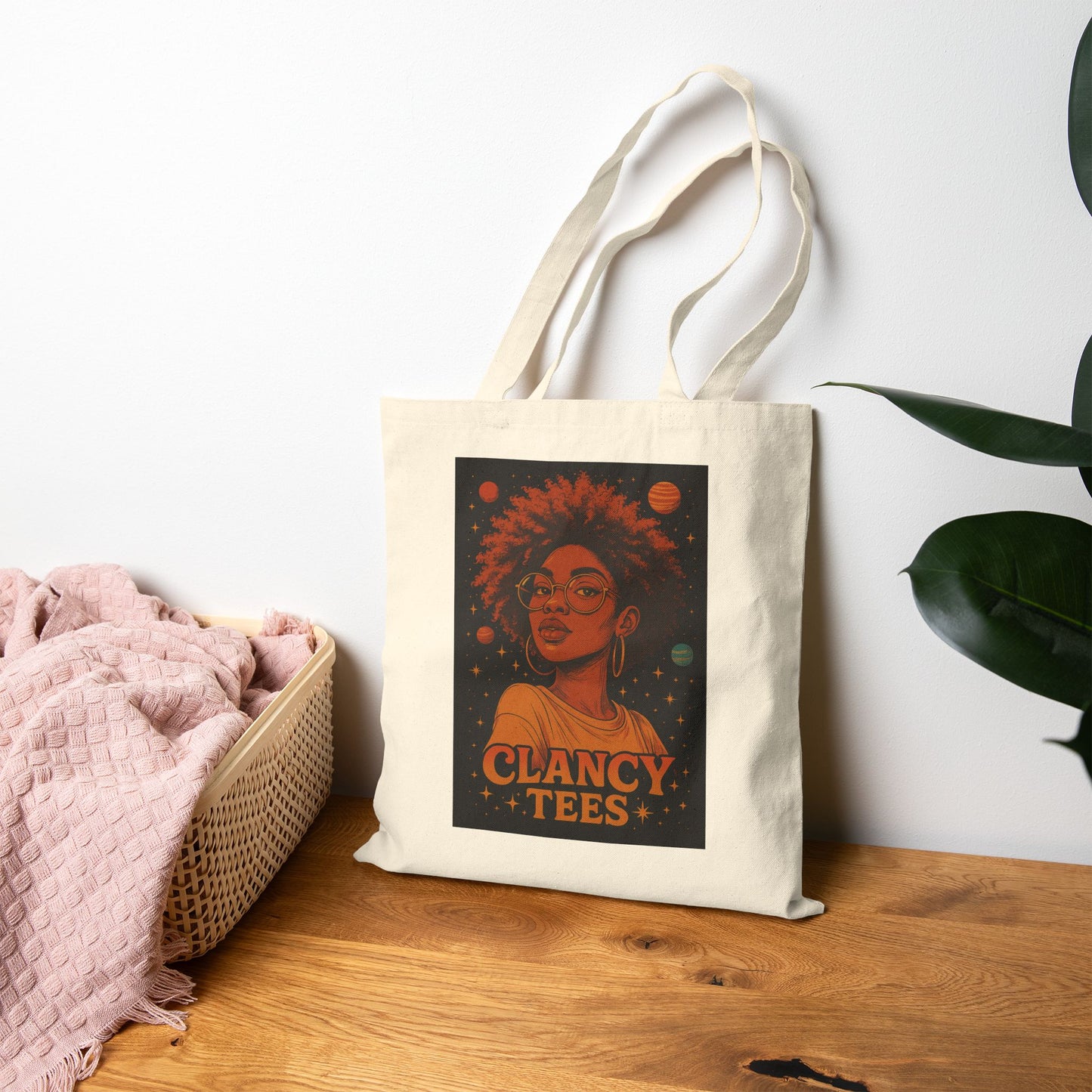 Afrofuturist Tote Bag Cosmic Canvas Bag Astrology Inspired Carryall With Bold Black Girl Magic Artwork And Celestial Design For Everyday Use