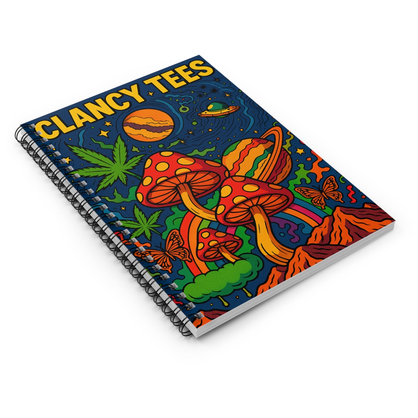 Trippy Mushroom Notebook – Psychedelic Journal with Cosmic Art, Colorful Fantasy Writing Notebook, Unique Butterfly and Space Design, Gift for Creative Thinkers