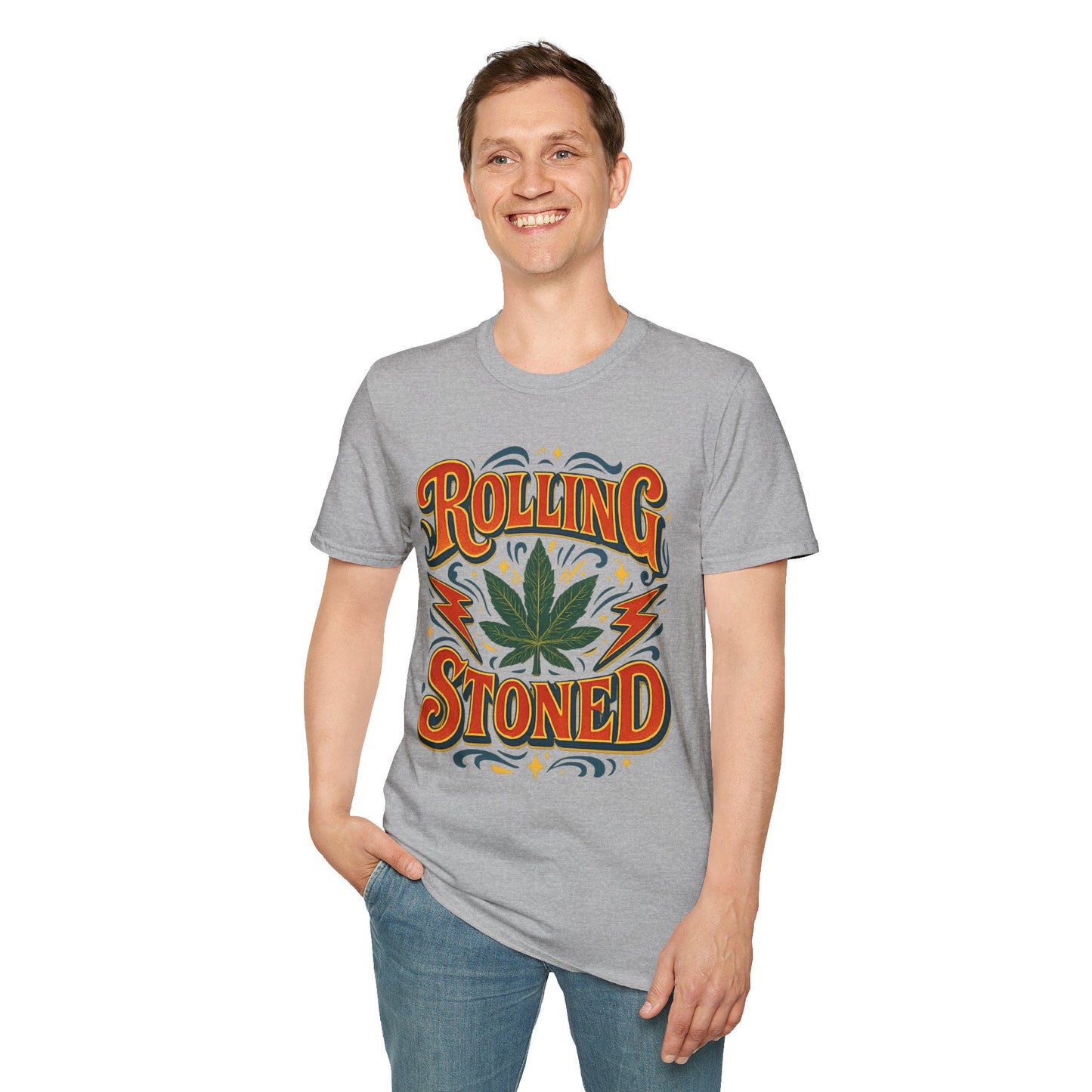 Rolling Stoned Weed Shirt – Funny Cannabis Leaf Tee – Gift for Potheads, 420 Smokers, Stoner Music Fans, and Chill Marijuana Enthusiasts