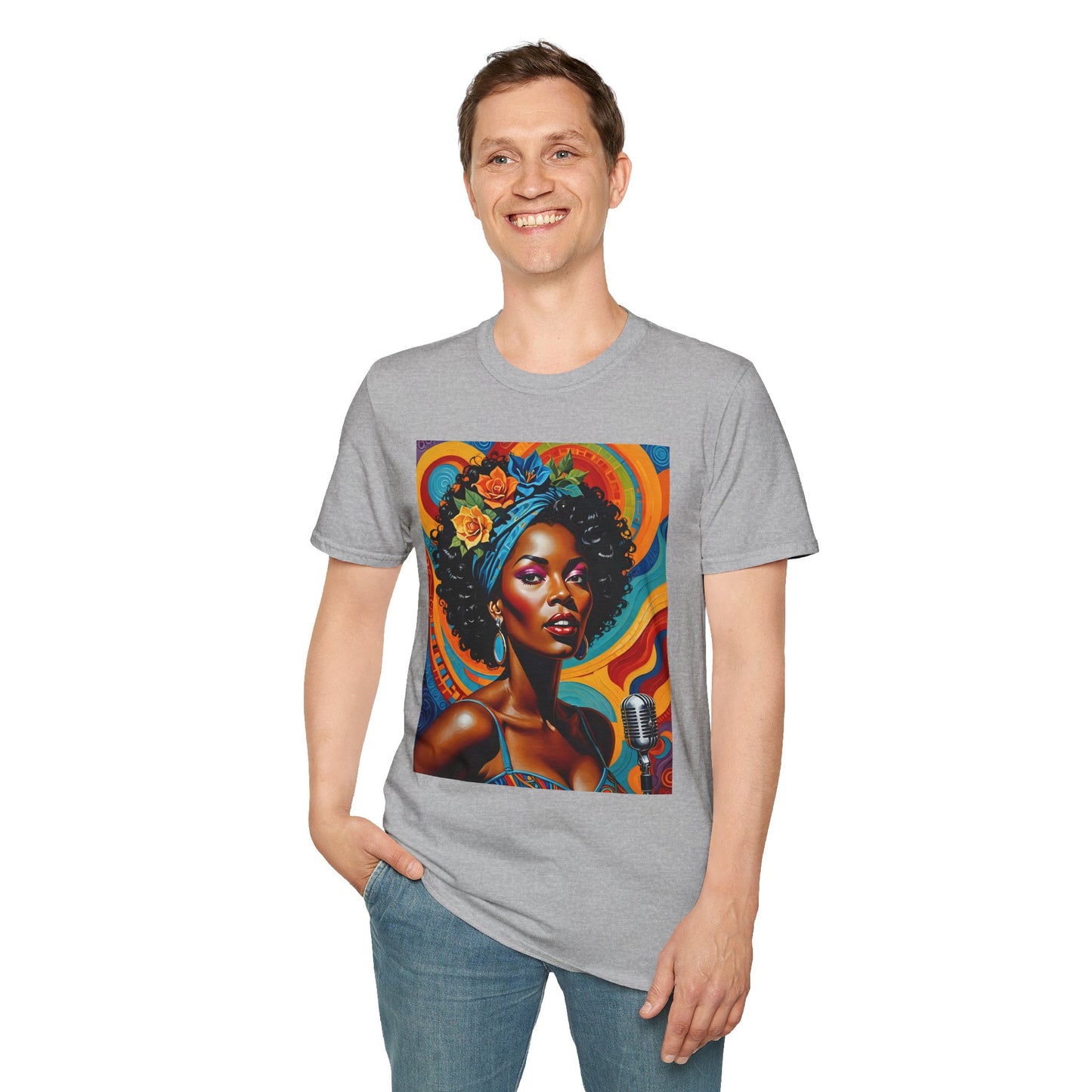 Afrofuturist Soul Singer T Shirt Cosmic Jazz Graphic Tee Retro Funk Fashion Music Artwork Top Gift for Soul Fans