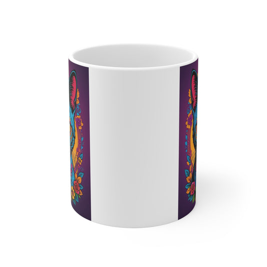 Vibrant Cat Mug, Colorful Cat Mug, Artistic Coffee Cup, Gift for Cat Lovers, Day of the Dead Decor