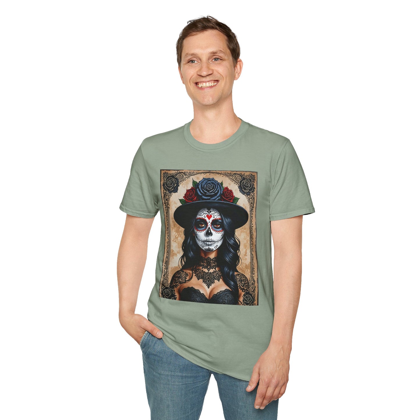 Sugar Skull T-Shirt – Gothic Calavera Tattoo Art Tee – Gift for Skull Collectors, Tattoo Lovers, and Dark Aesthetic Fans