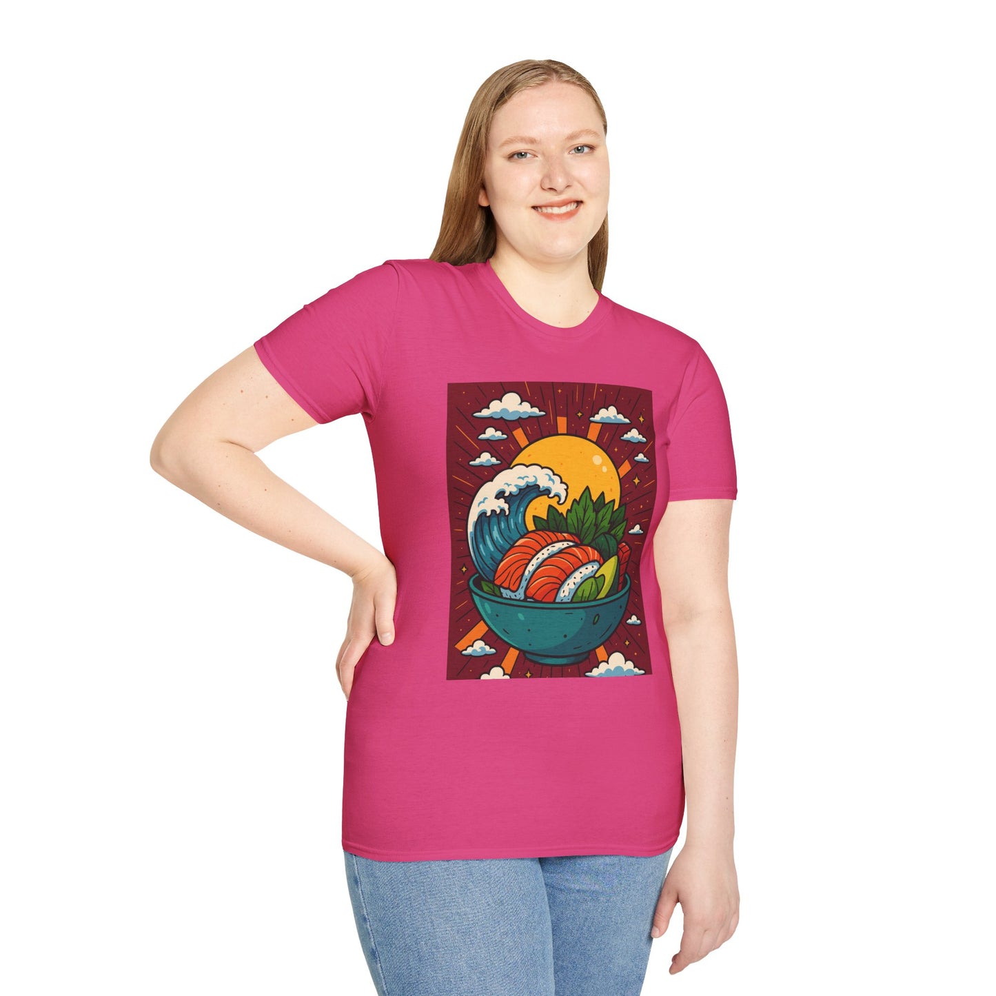 Sushi Wave T-Shirt – Retro Japanese Food Graphic Tee – Cool Sushi Shirt Gift for Foodies, Anime Fans, Ocean Lovers & Japanese Aesthetic Collectors
