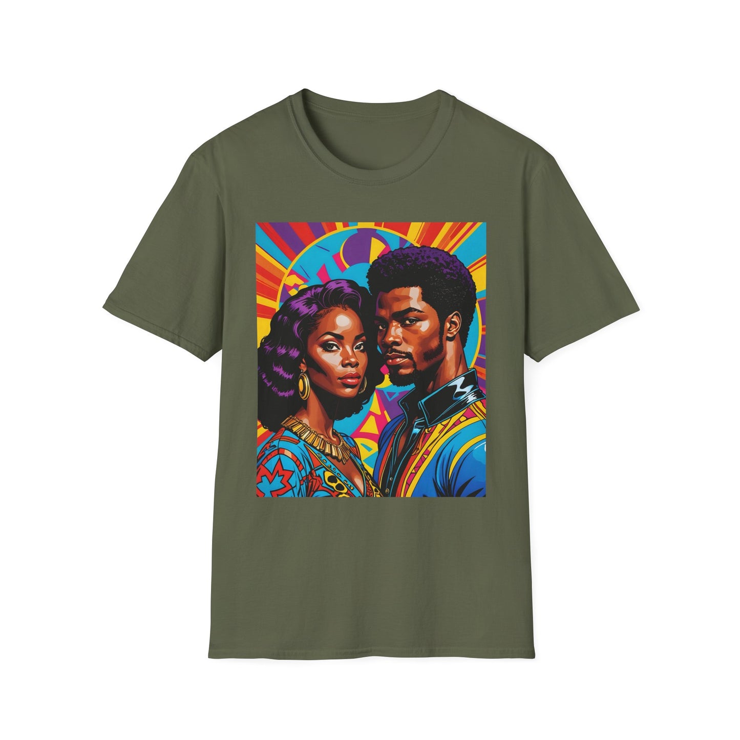 Vibrant Retro-Inspired Unisex Softstyle T-Shirt, Colorful Art Tee, Black History Month Shirt, Casual Streetwear, Gift for Art Lovers