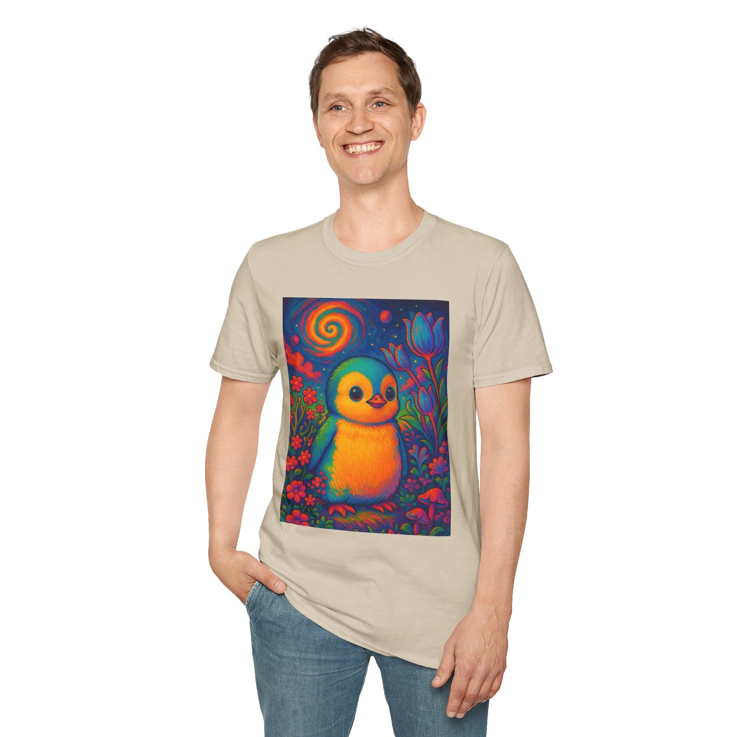 Psychedelic Baby Penguin T-Shirt – Trippy Cute Animal Tee – Gift for Penguin Lovers – Groovy Nature Shirt for Weirdos, Hippies, and Art Freaks
