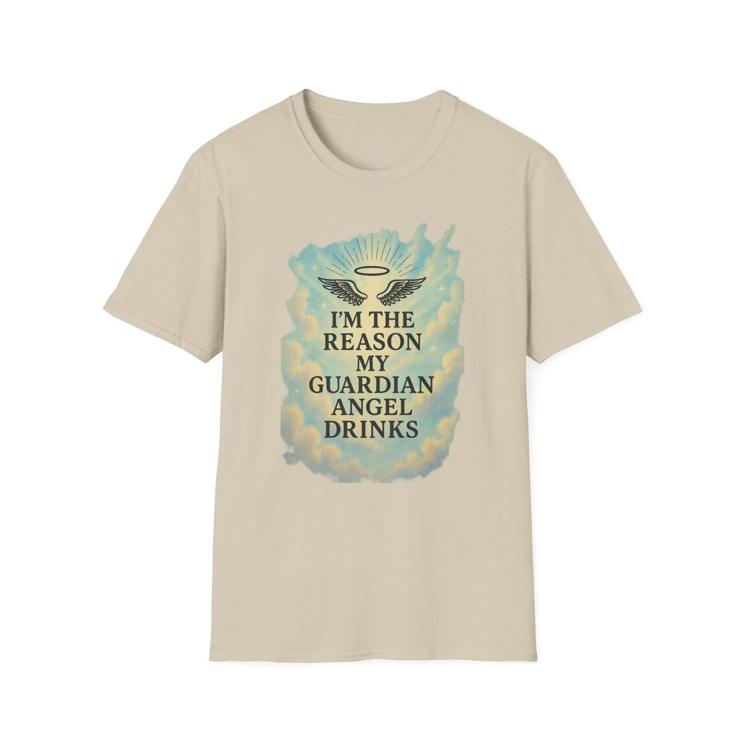 Unisex Softstyle T-Shirt, Funny Guardian Angel Tee, Unique Gift for Friends, Humor Shirt, Casual Wear, Perfect for Holidays