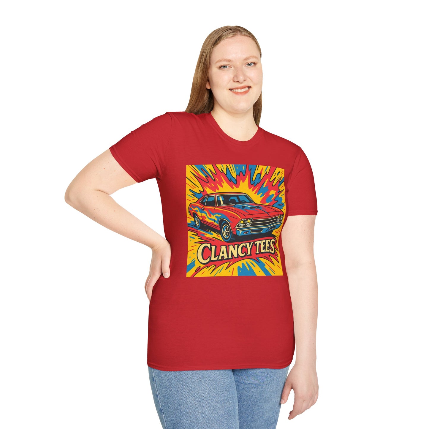Muscle Car Graphic Tee with Retro Flames | Vintage Car Lover T-Shirt | Gift for Gearheads & Classic Ride Fans | Bold Hot Rod Shirt