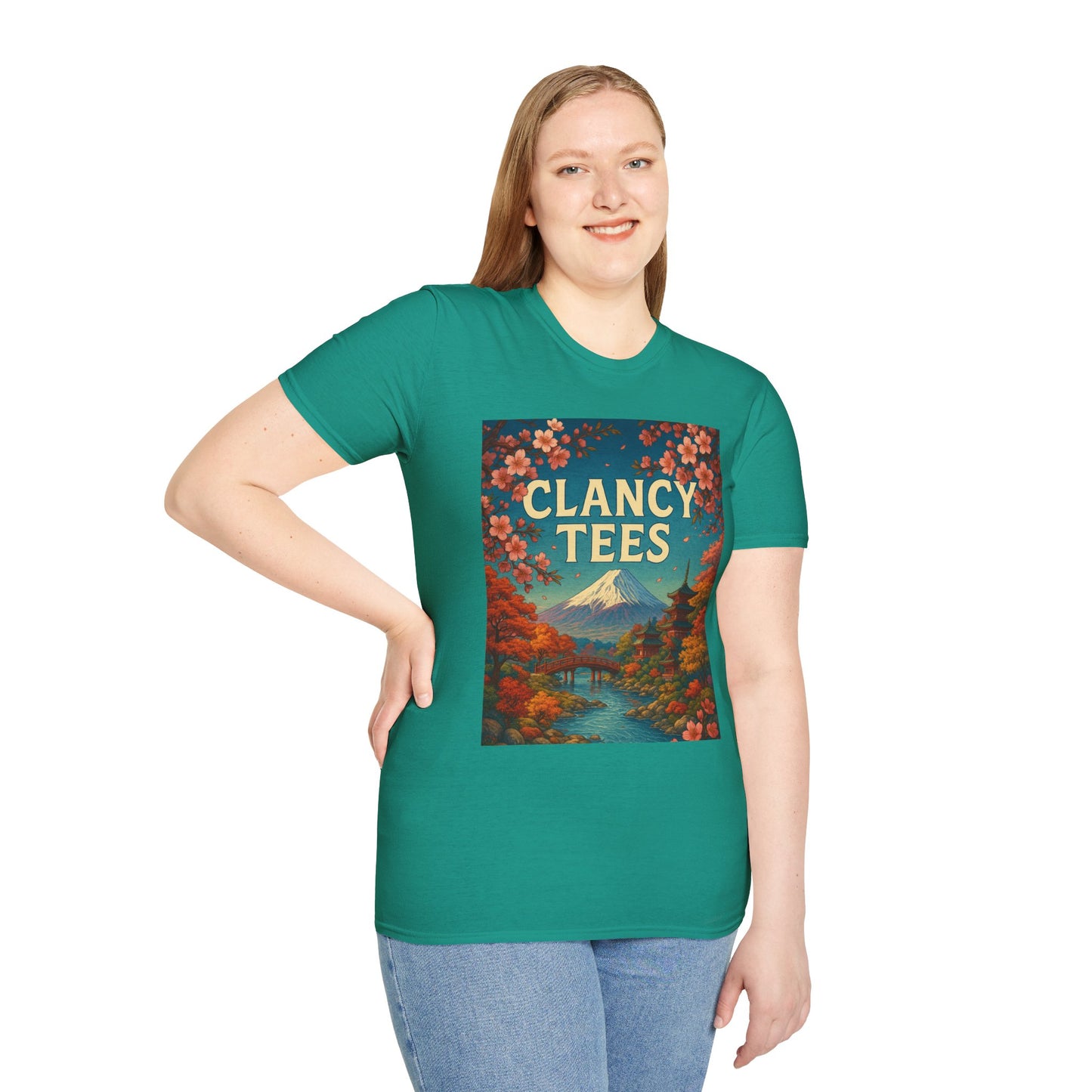 Clancy Tees Unisex Softstyle T-Shirt - Japanese Landscape Design, Gift for Nature Lovers, Vintage Aesthetic Tee, Casual Wear, Art [...]