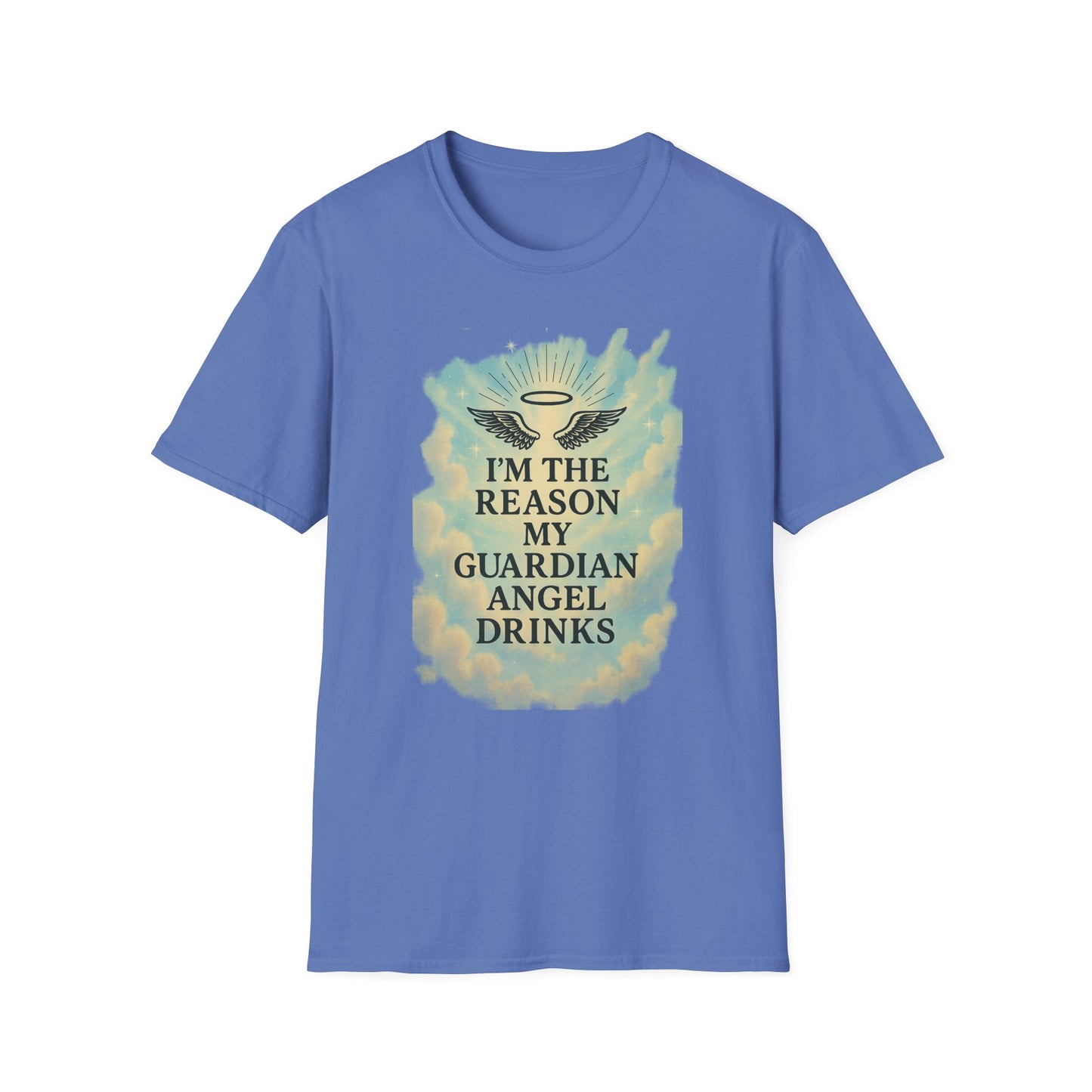 Unisex Softstyle T-Shirt, Funny Guardian Angel Tee, Unique Gift for Friends, Humor Shirt, Casual Wear, Perfect for Holidays