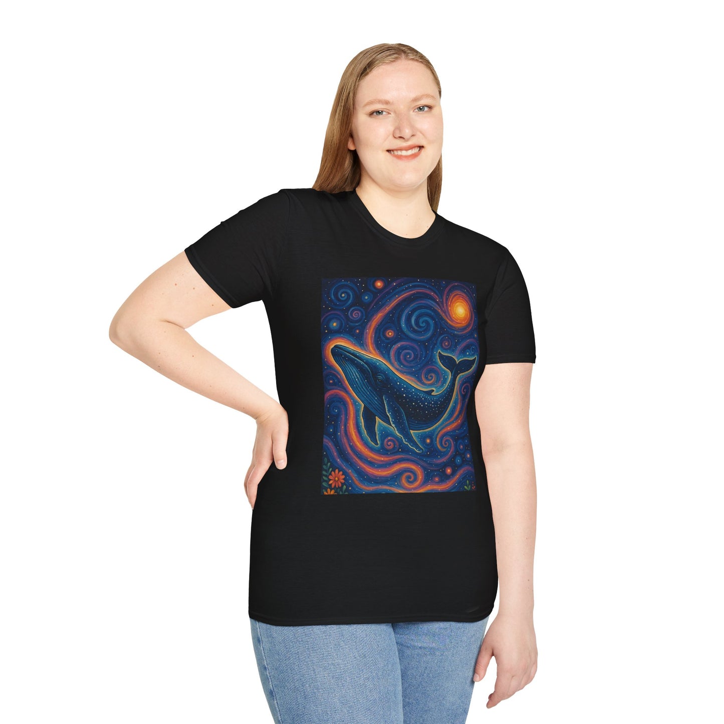 Cosmic Whale T-Shirt – Surreal Space Ocean Graphic Tee – Spiritual Whale Shirt Gift for Dreamers, Stargazers, Nature Nerds & Trippy Art Collectors