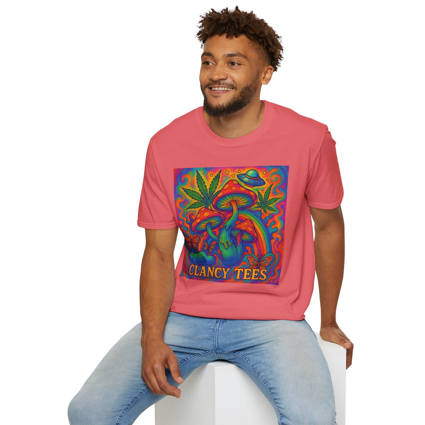 Colorful Psychedelic T-Shirt, Fun Graphic Tee for Music Festivals, Unique Gift for Friends, Retro Style Shirt, Unisex Softstyle Tee