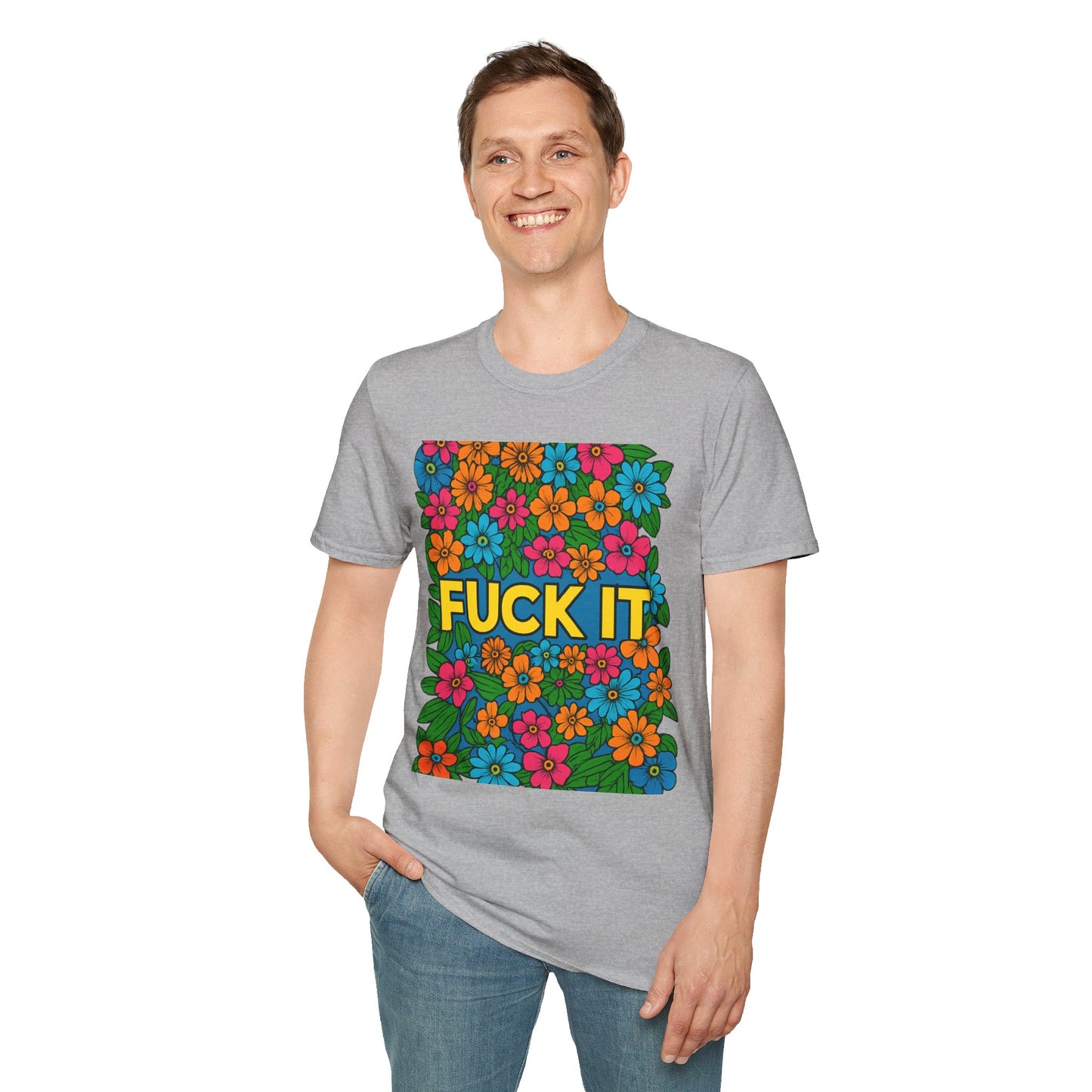 Colorful Floral Graphic T-Shirt, Casual Wear, Gift for Friends, Relaxed Style, Summer Outfit, Fun Statement Tee